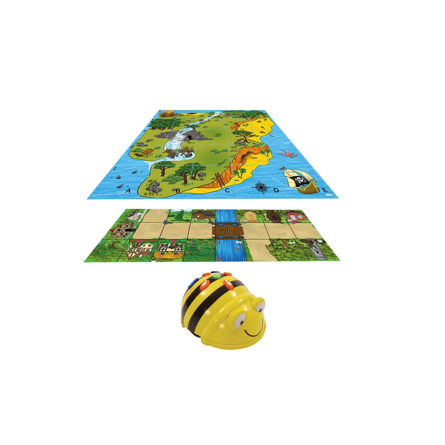 MERCONNET TTS Bee-Bot Programmable Robot Toy, City Floor Placemats Toy Fantasy Island Floor Placemats