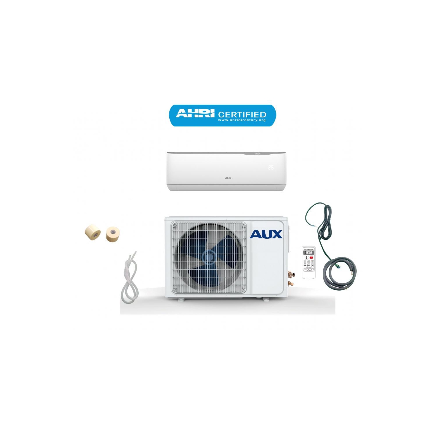 AUX 12,000 BTU 115-Volt 17 SEER 600-Sq.Ft Ductless Mini Split Air Conditioner with Heat Pump, 12ft Installation Kit