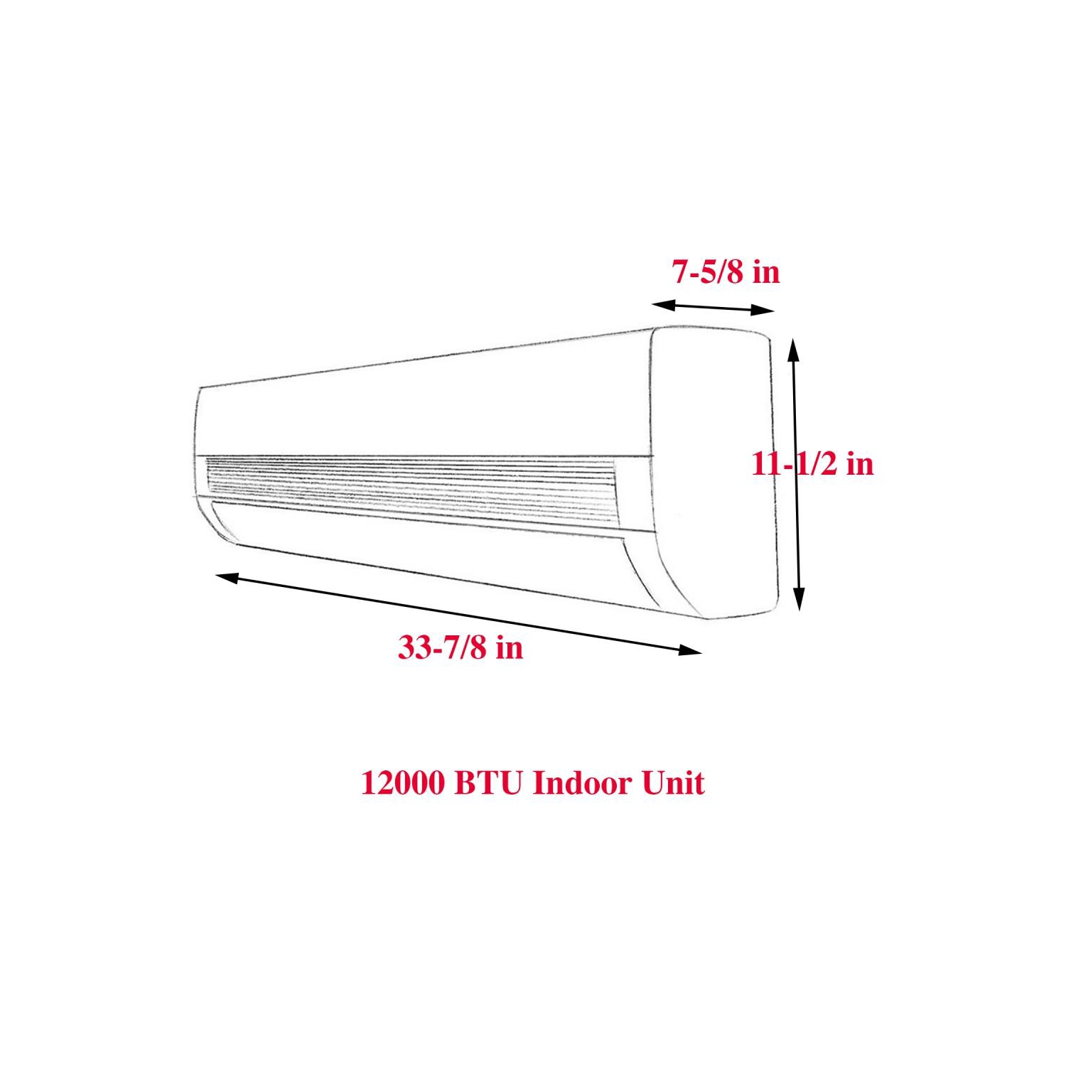 AUX 12,000 BTU 115-Volt, Climatiseur sans Conduit Mini Split avec Pompe à Chaleur, 17 SEER, 600 Pieds Carrés, 1 Tonne, 12 pieds jeu de lignes,
