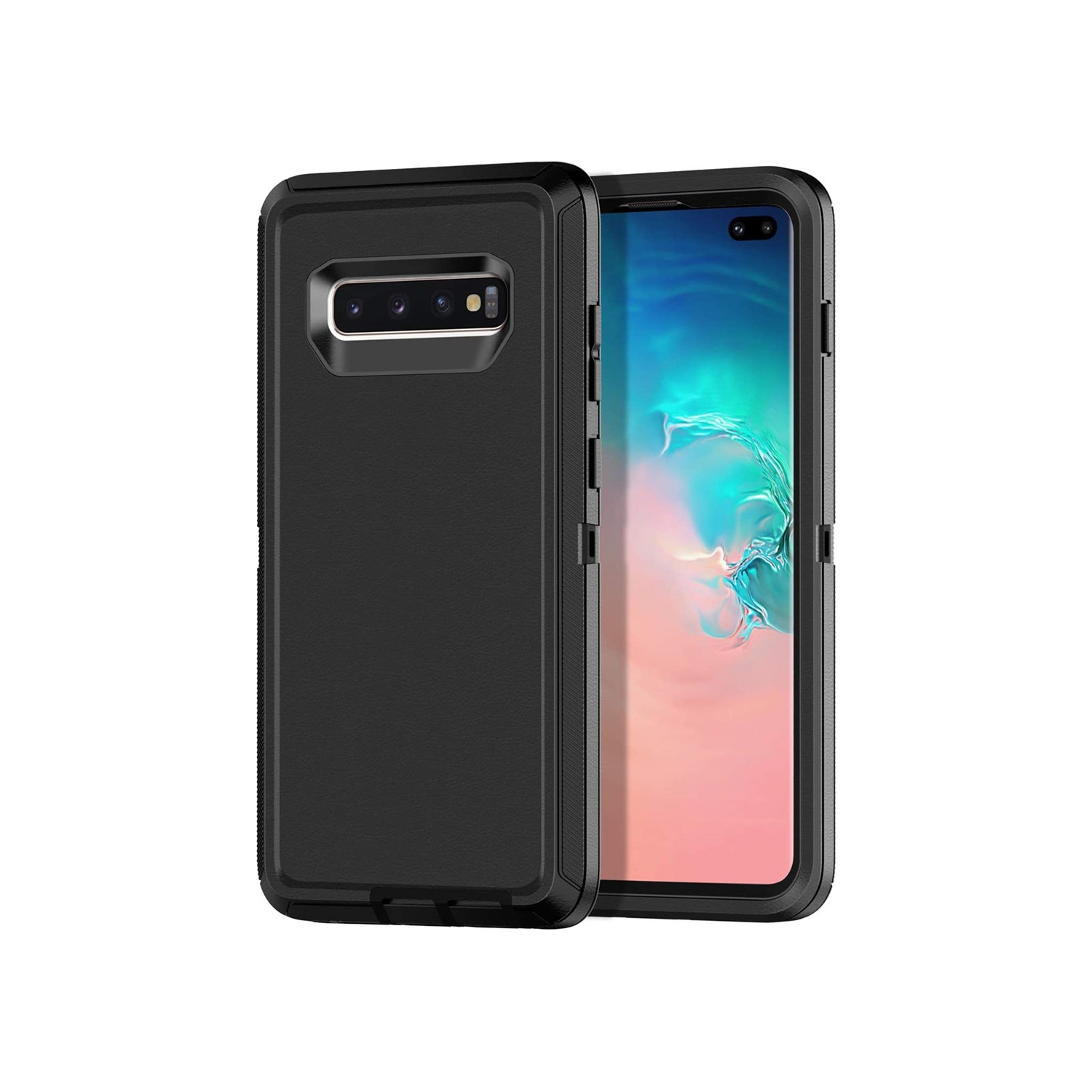 【CSmart】 Anti-Drop Triple 3 Layers Shockproof Heavy Duty Defender Hard Case for Samsung Galaxy S10, Black