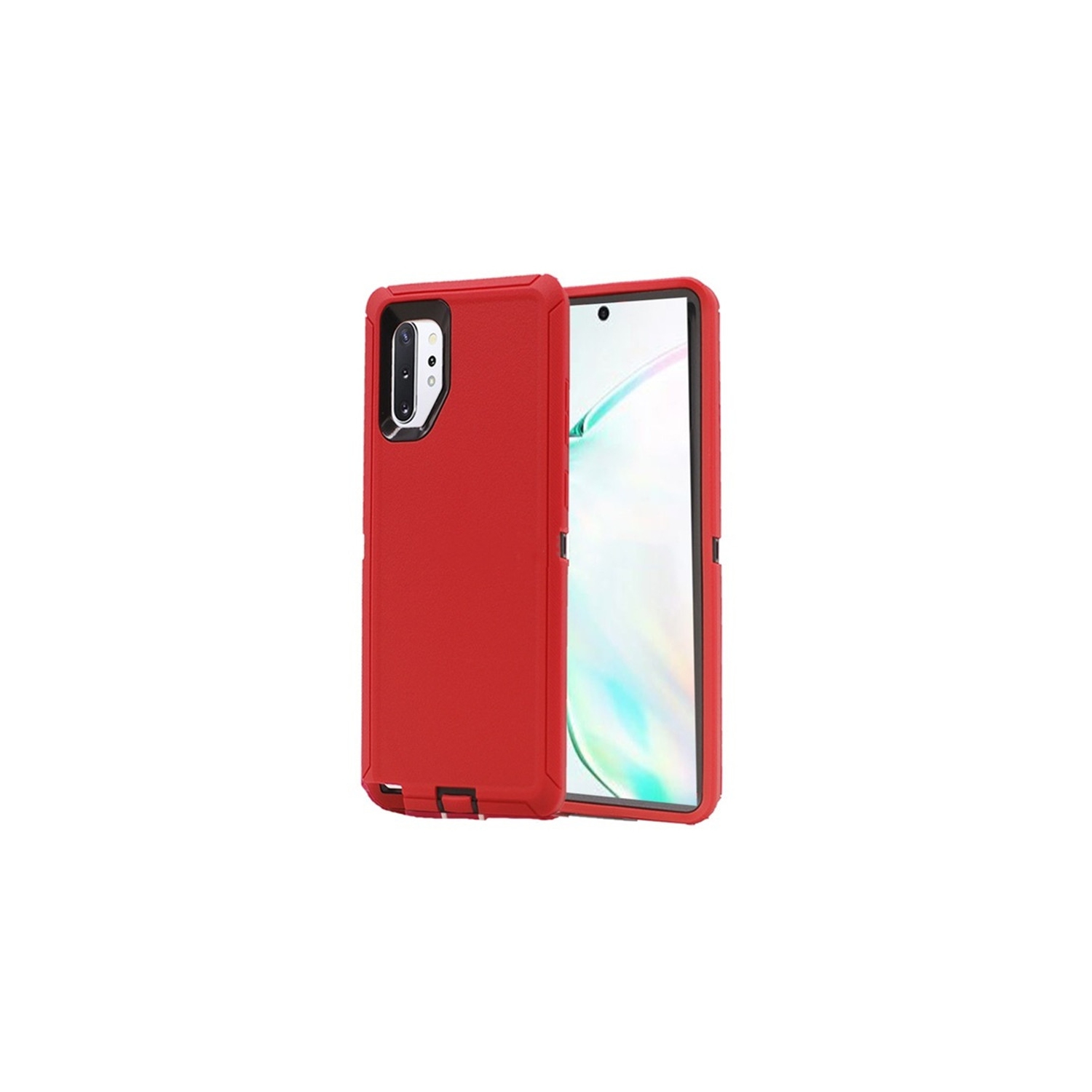 【CSmart】 Anti-Drop Triple 3 Layers Shockproof Heavy Duty Defender Hard Case for Samsung Galaxy Note 10 Plus 10+, Red