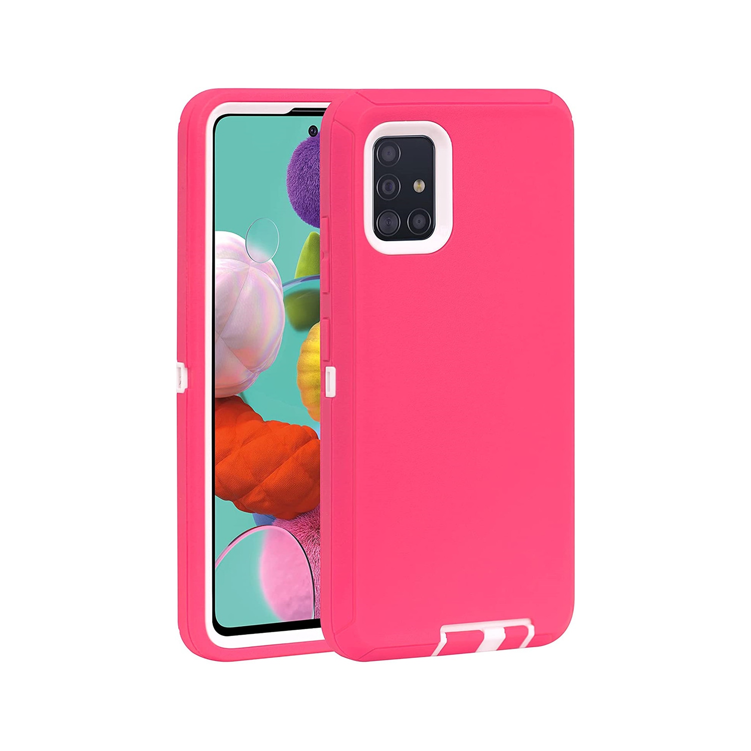 【CSmart personnalisé de protection contre les chutes triple de 3 couches, étui rigide antichoc robuste Defender pour Galaxy A51 de Samsung, rose vif