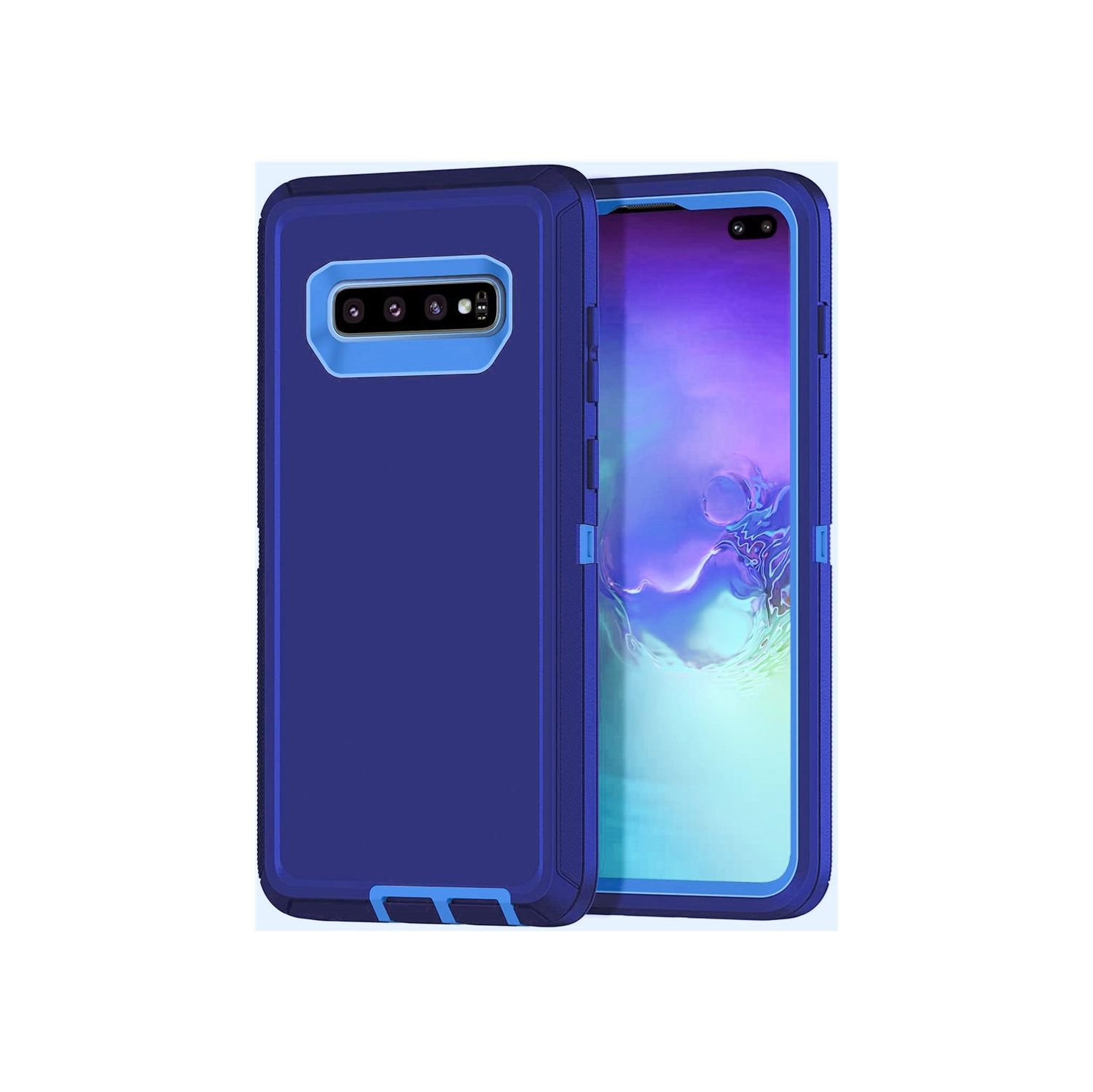 【CSmart】 Anti-Drop Triple 3 Layers Shockproof Heavy Duty Defender Hard Case for Samsung Galaxy S10, Navy