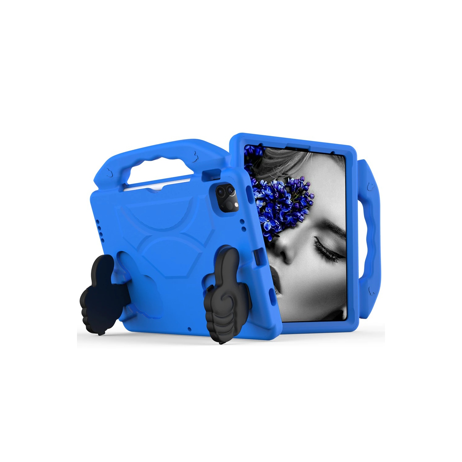 Silicone Shockproof Child Kids Stand Case Kickstand Cover for iPad 10.2" 7th 8th 9th Gen. Air 3rd Gen. iPad Pro 10.5", Blue