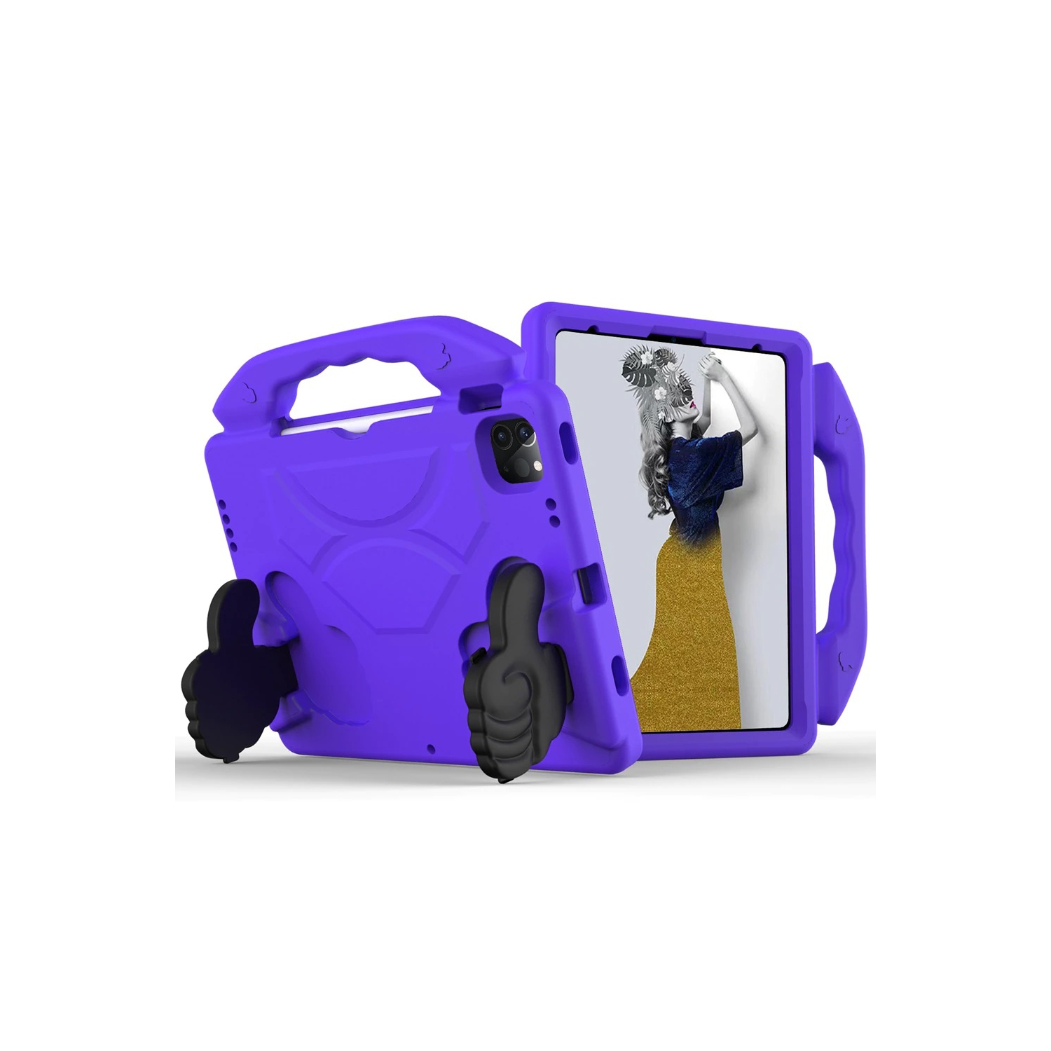 Silicone Shockproof Child Kids Stand Case Kickstand Cover for iPad 10.2" 7th 8th 9th Gen. Air 3rd Gen. iPad Pro 10.5", Purple