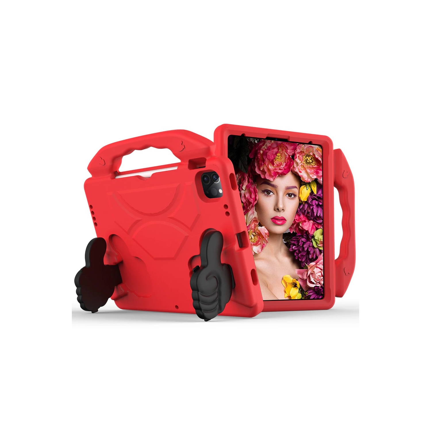 Silicone Shockproof Child Kids Stand Case Kickstand Cover for iPad 10.2" 7th 8th 9th Gen. Air 3rd Gen. iPad Pro 10.5", Red