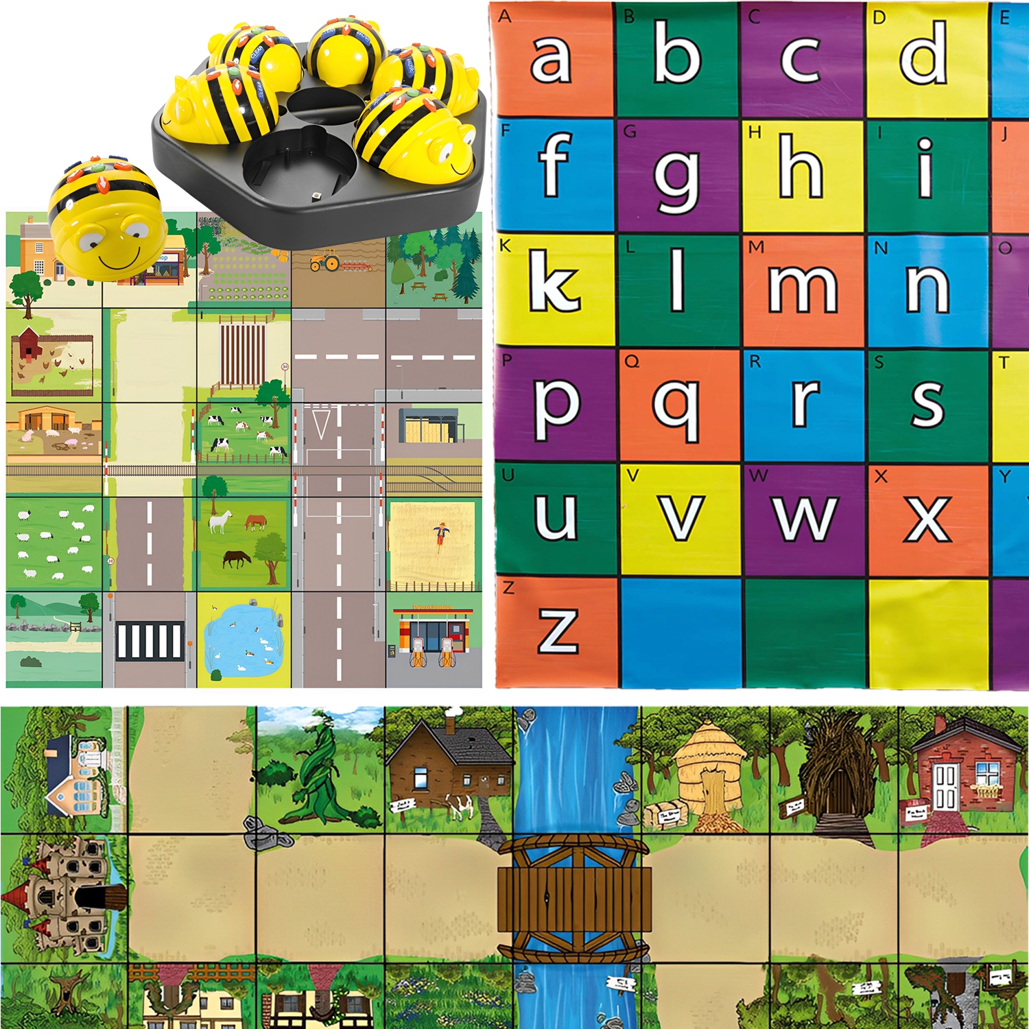 TTS Bee-Bot Floor Educational Fun Robot Toy - Programmable Robot Toy For Kids, City Floor Placemats, Educational Robot Bundle, Above 3 years toy