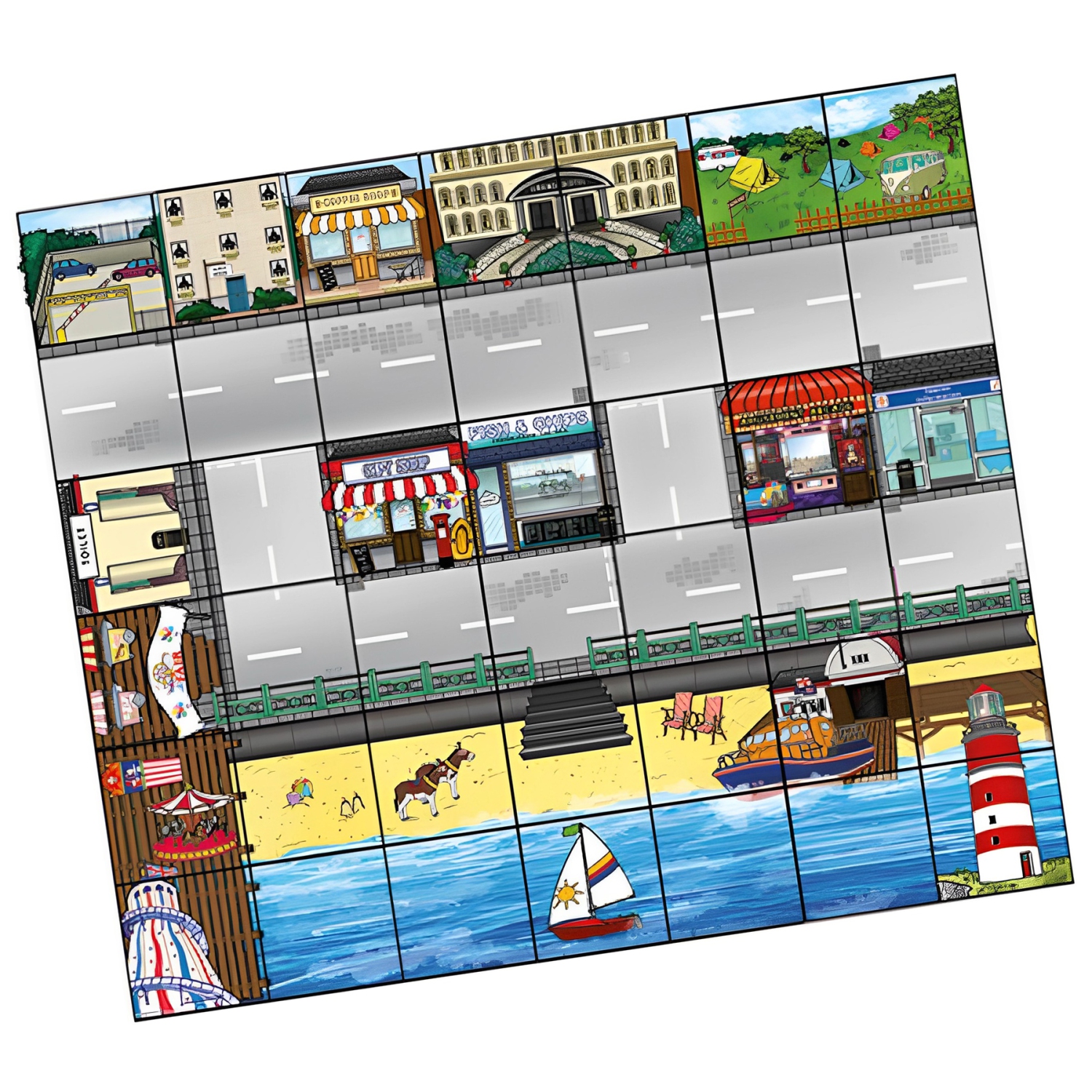 TTS Bee-Bot Seaside Floor Mat - Product Code: GBBSM | Bee-Bot Floor Educational Fun Robot Toy - Programmable Robot Toys for Kids, City Floor