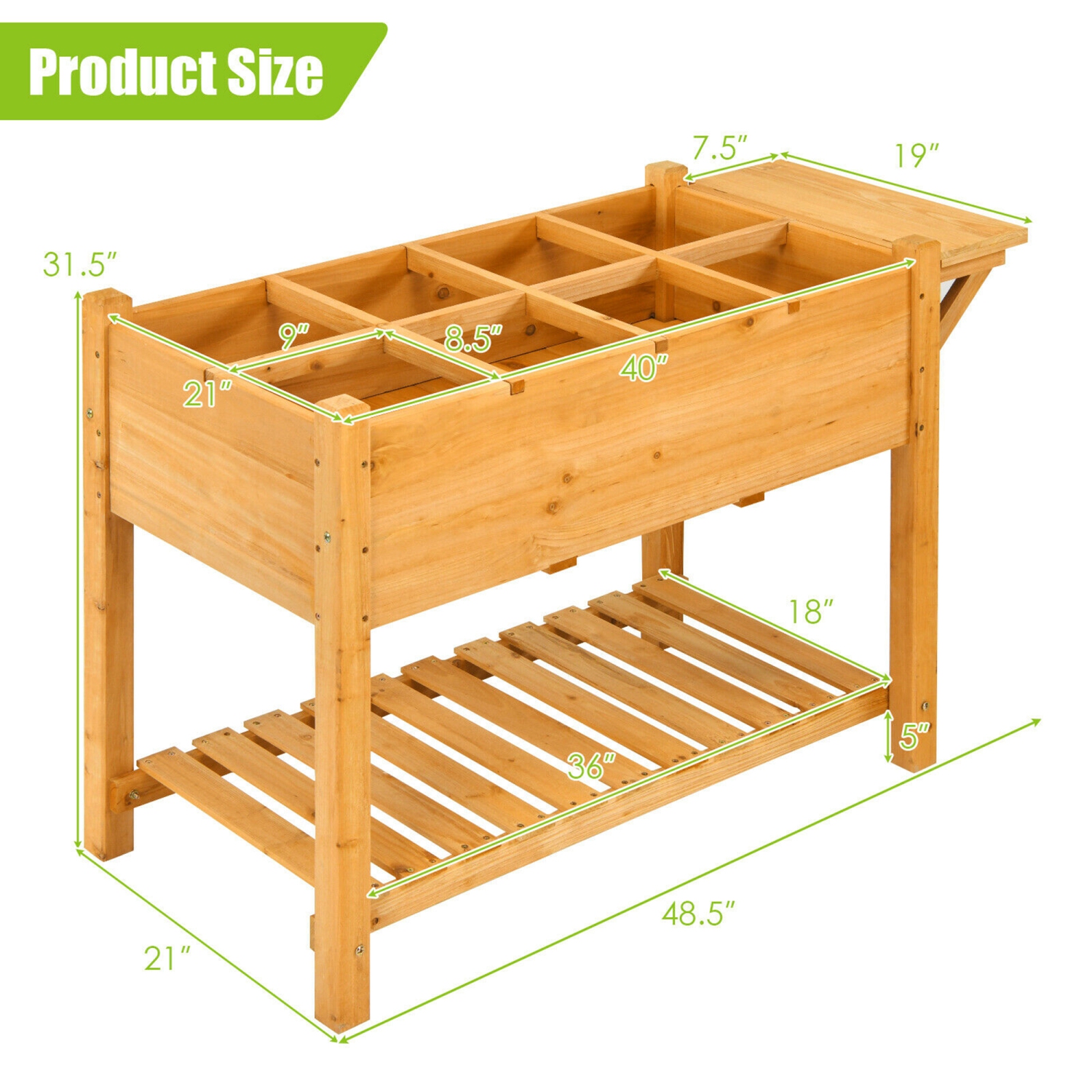 Gymax Raised Garden Bed Elevated Planter Box Kit w/8 Grids & Folding Tabletop