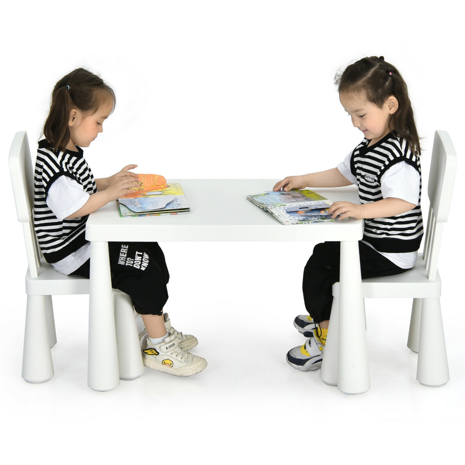 Gymax Kids Table & 2 Chairs Set Toddler Activity Play Dining Study Desk Baby Gift