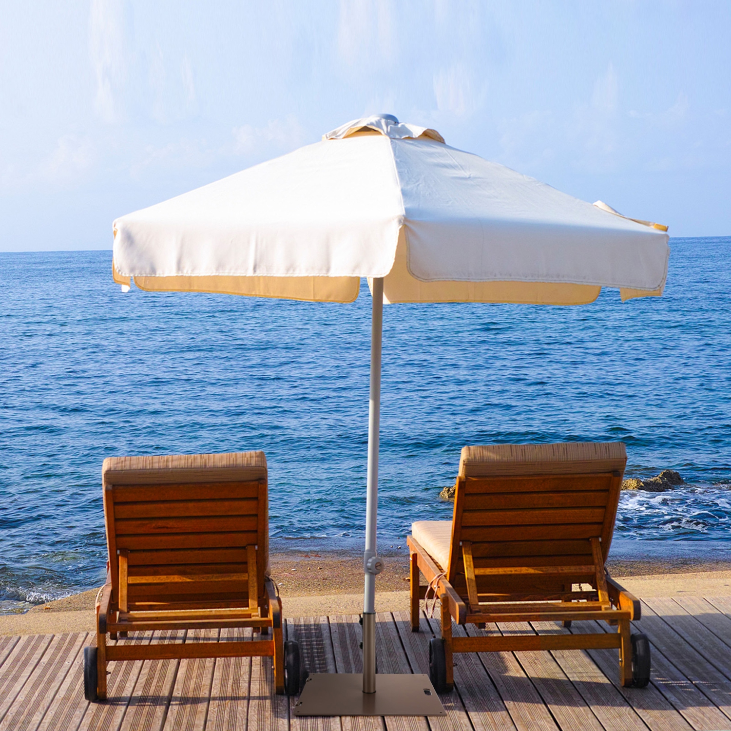 Gymax Square Weighted Patio Umbrella Base Stand 50 lbs Outdoor w/ 3 Adapters