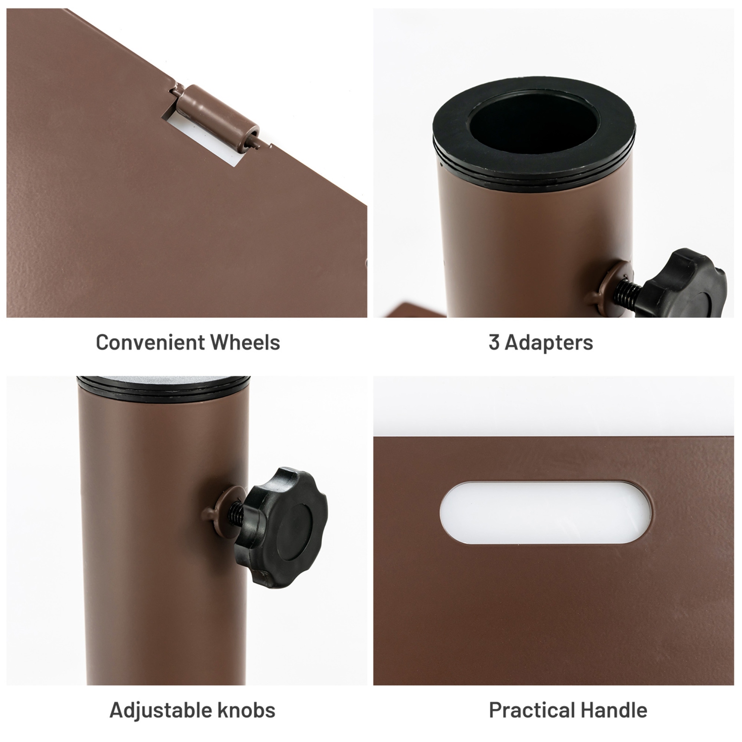 Gymax Square Weighted Patio Umbrella Base Stand 50 lbs Outdoor w/ 3 Adapters