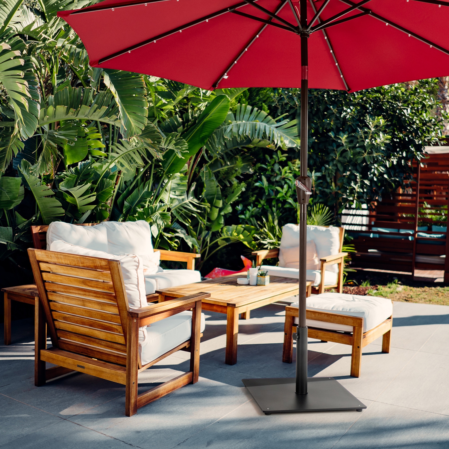 Socle de parasol carré lesté de 36 lb pour l’extérieur avec 3 adaptateurs de Gymax