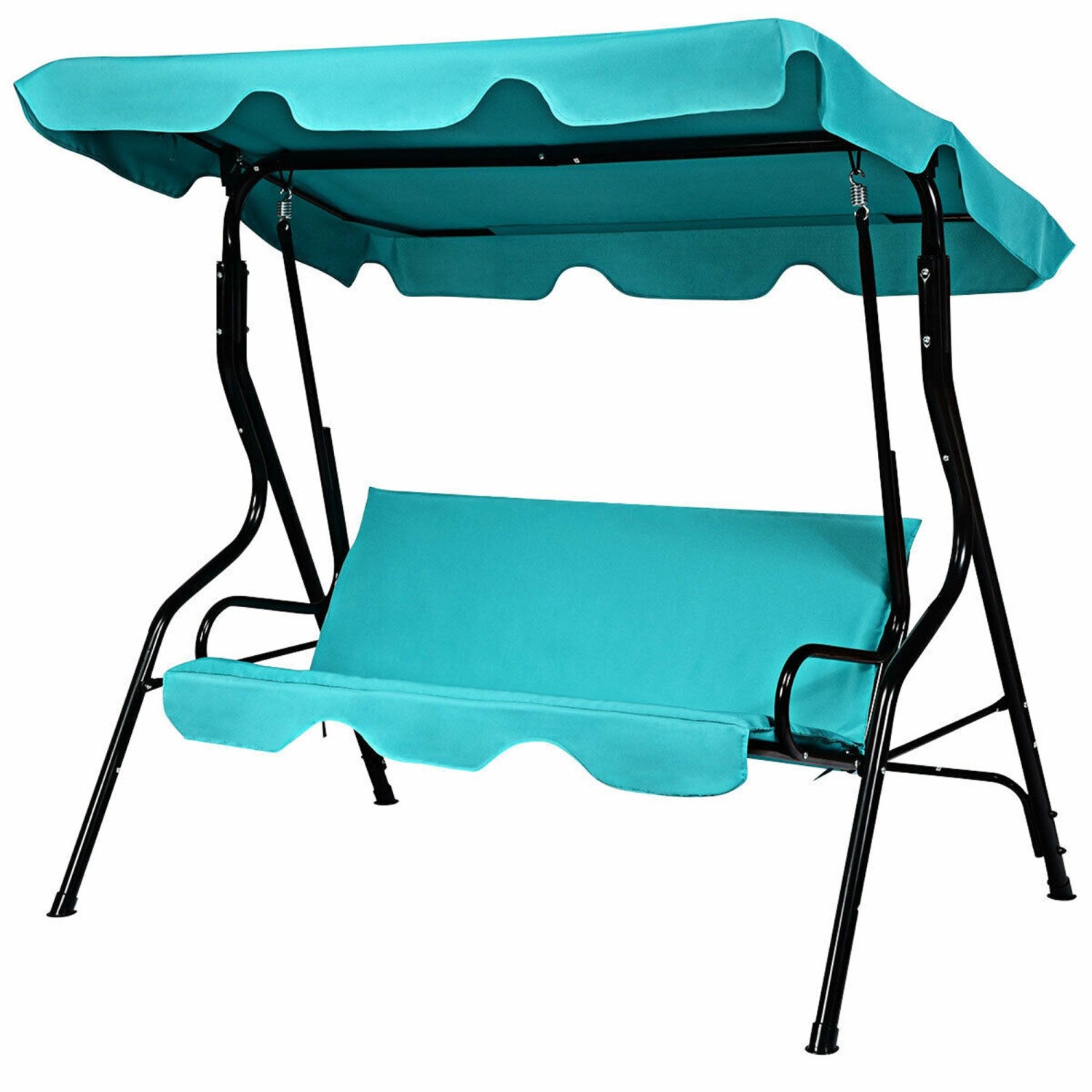 Gymax Blue Outdoor Swing Canopy Patio Swing Chair 3-Person Canopy Hammock