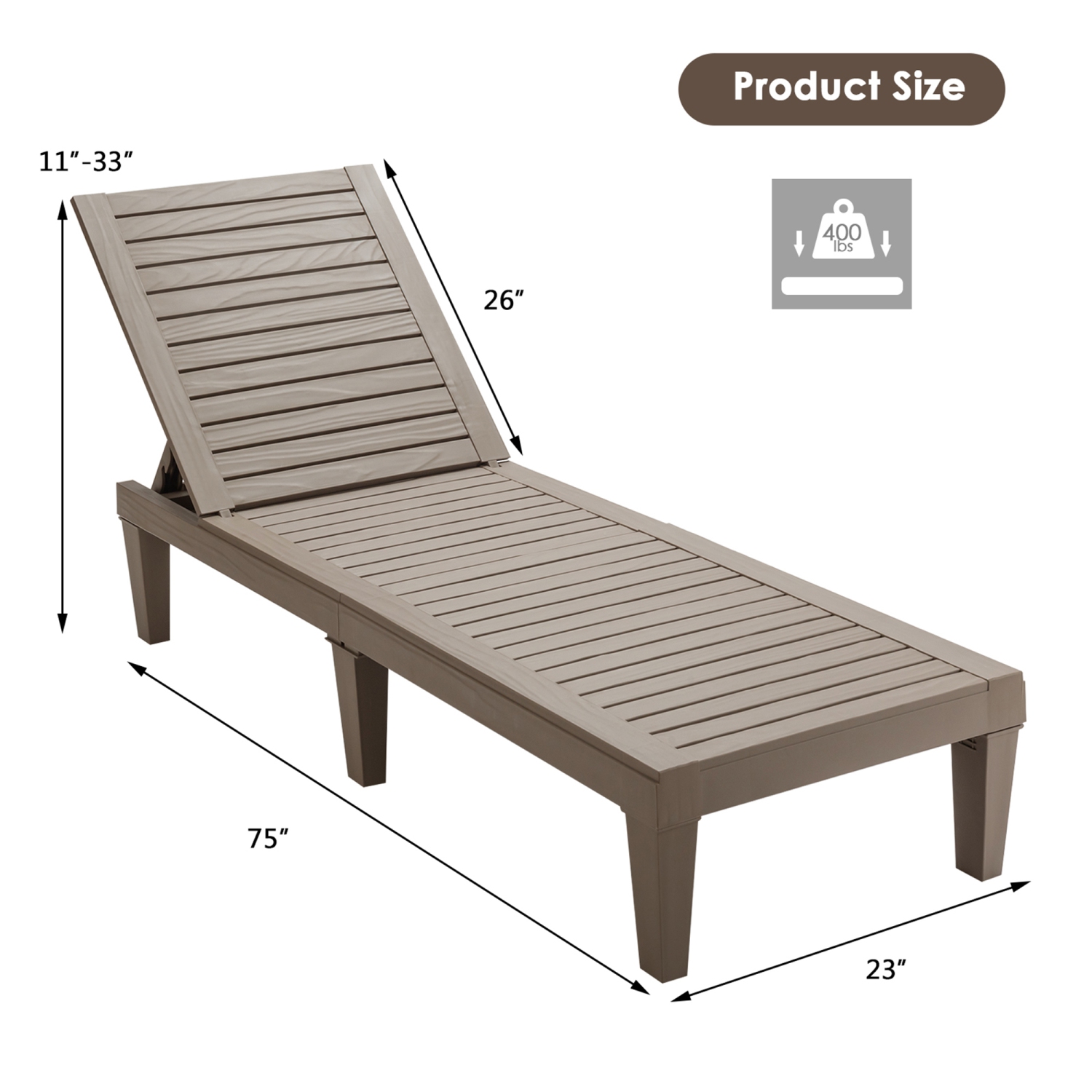 Chaise longue de patio inclinable Gymax avec dossier ajustable