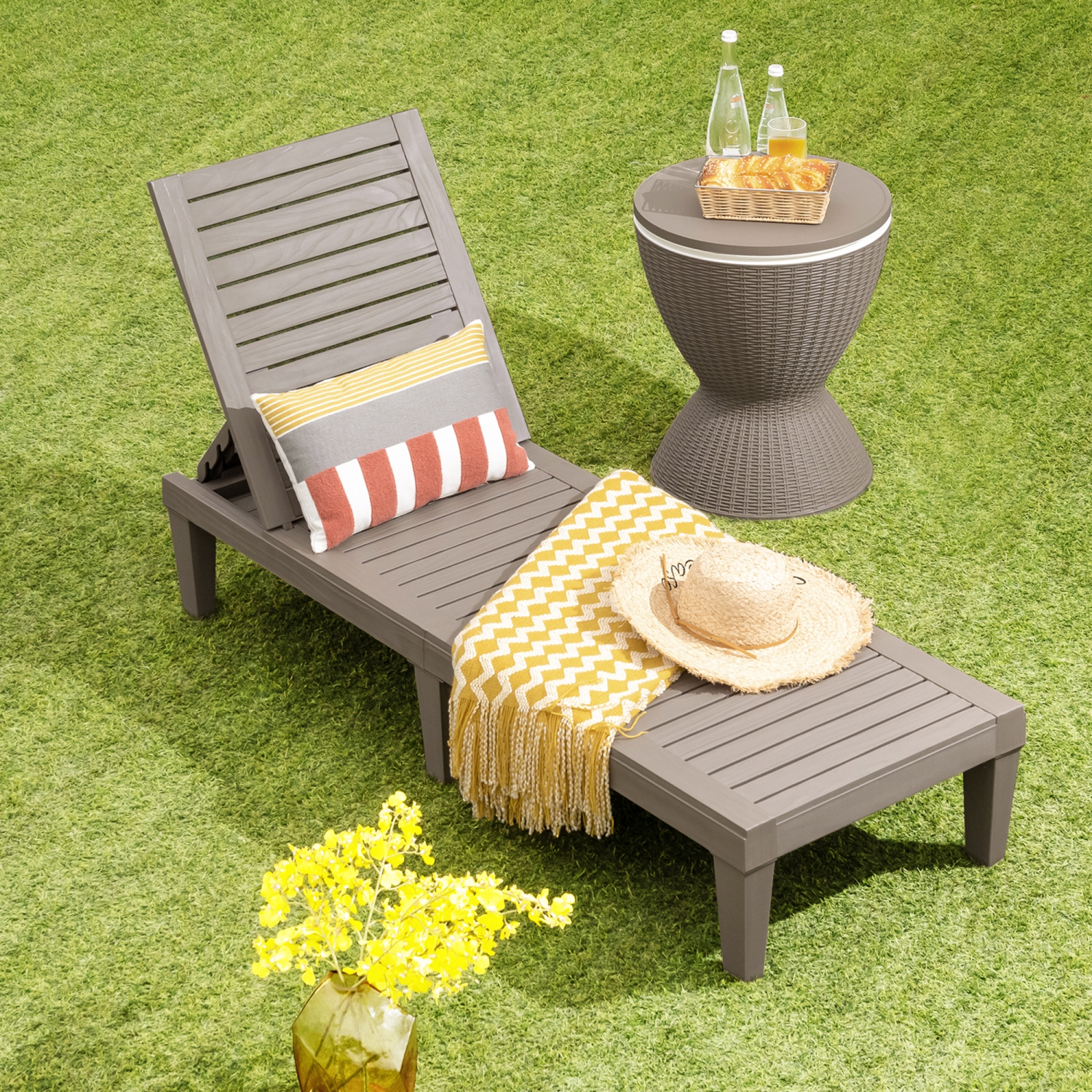 Chaise longue de patio inclinable Gymax avec dossier ajustable