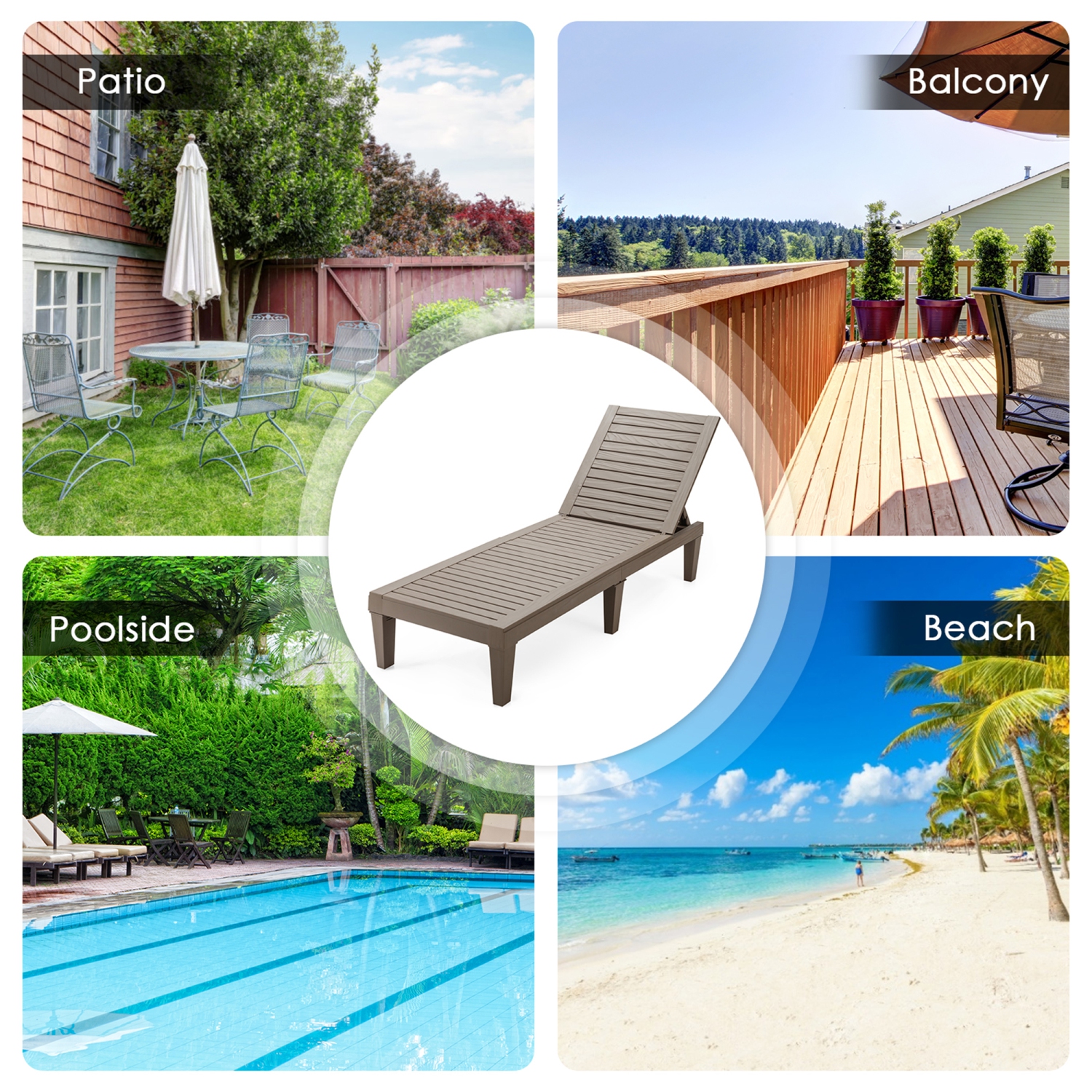 Chaise longue de patio inclinable Gymax avec dossier ajustable