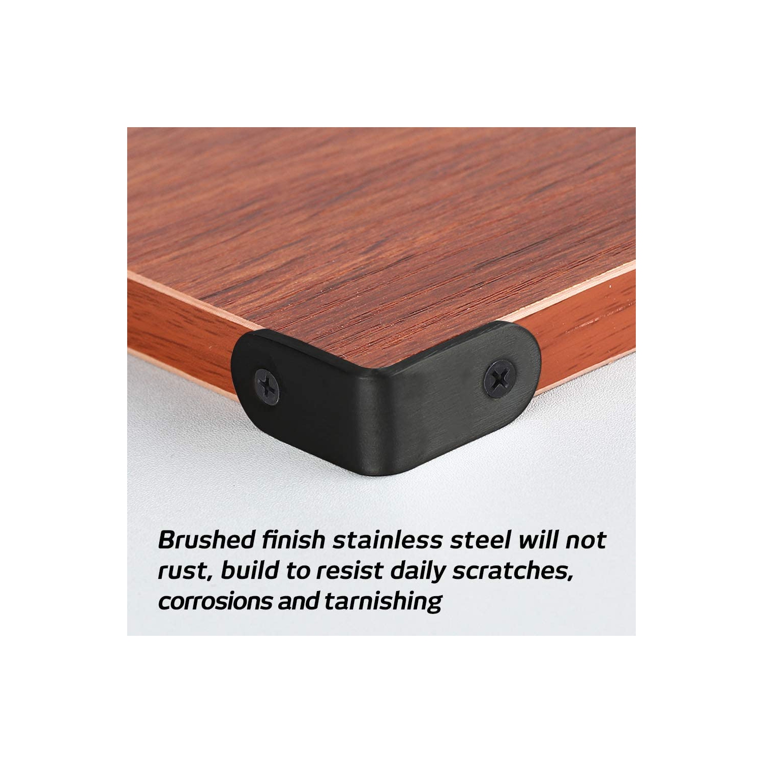 Corner Brace Right Angle Bracket Stainless Steel Black Corner Braces Joint Right Angle Bracket Shelf Bracket 20 x 20mm