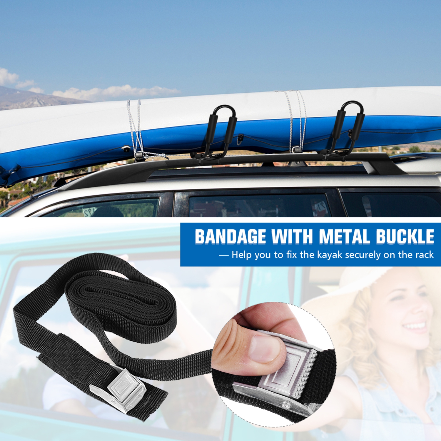 Porte-kayak pour voiture Gymax – lot de 2