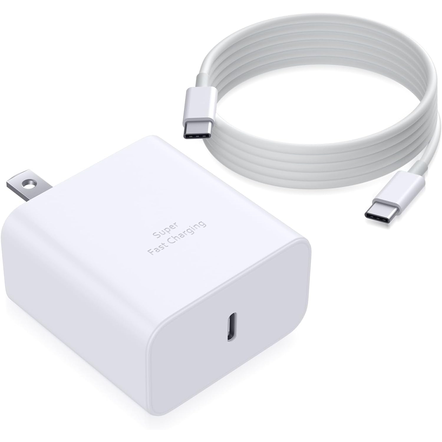 CABLESHARK 45W USB-C Super Fast Charging Wall Charger, White - 6ft Type C Charging Cable - For Samsung S21, S20. S10, Note 20, Note 21, 10, 9, 8