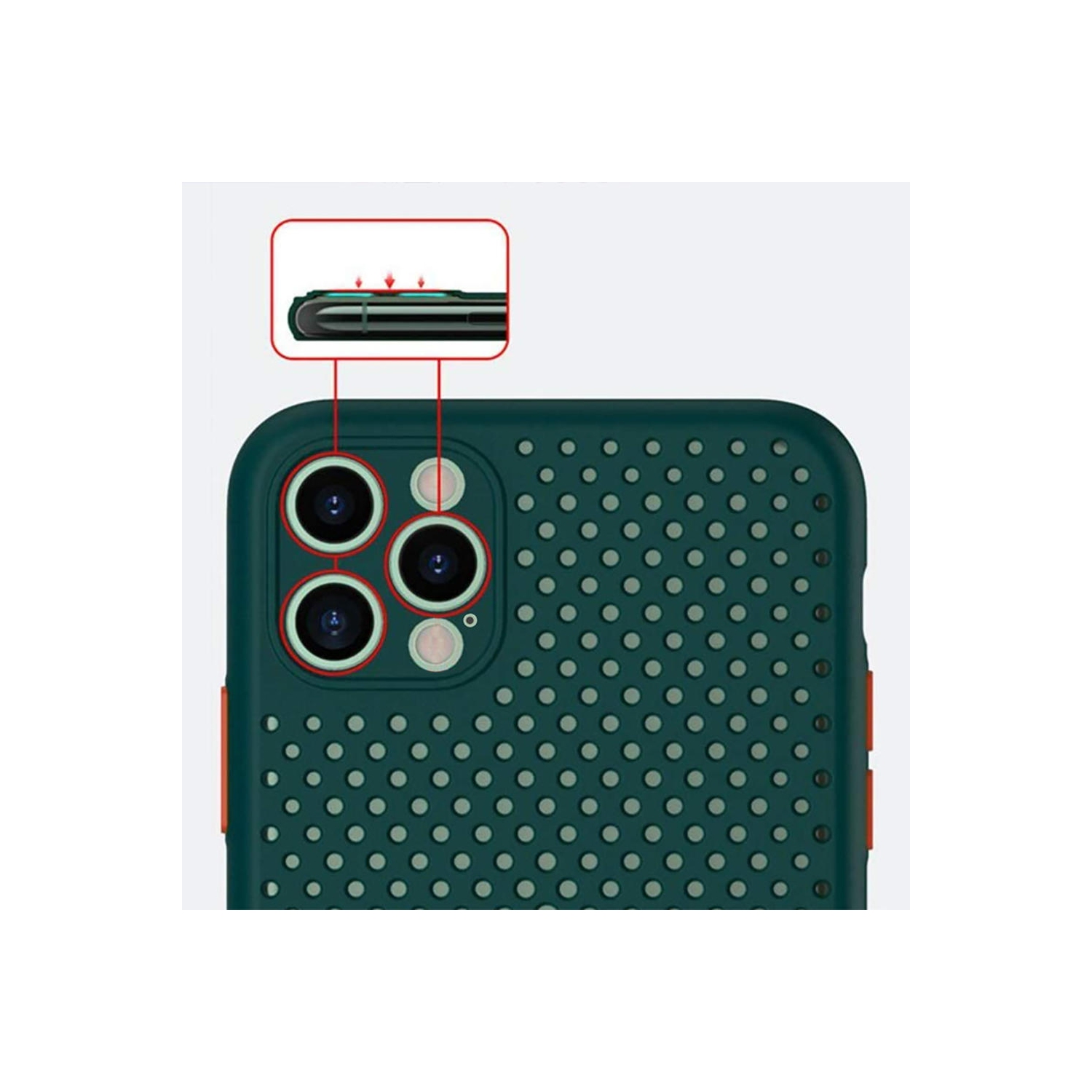 Breathable Mesh Heat Dissipation Phone Case For iPhone 12 Pro Max 6.7", green