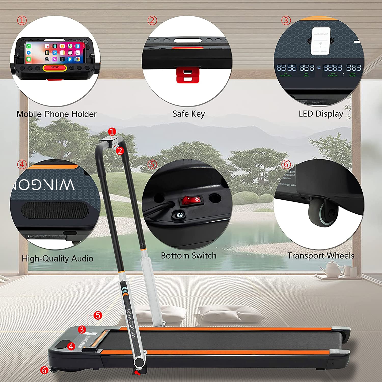 WINGOMART 2.5HP 2 in 1 Folding Under Desk Treadmill & Walking pad Folding Walking Jogging Machine UP to 12KM/H for Home & Office with Remote Control