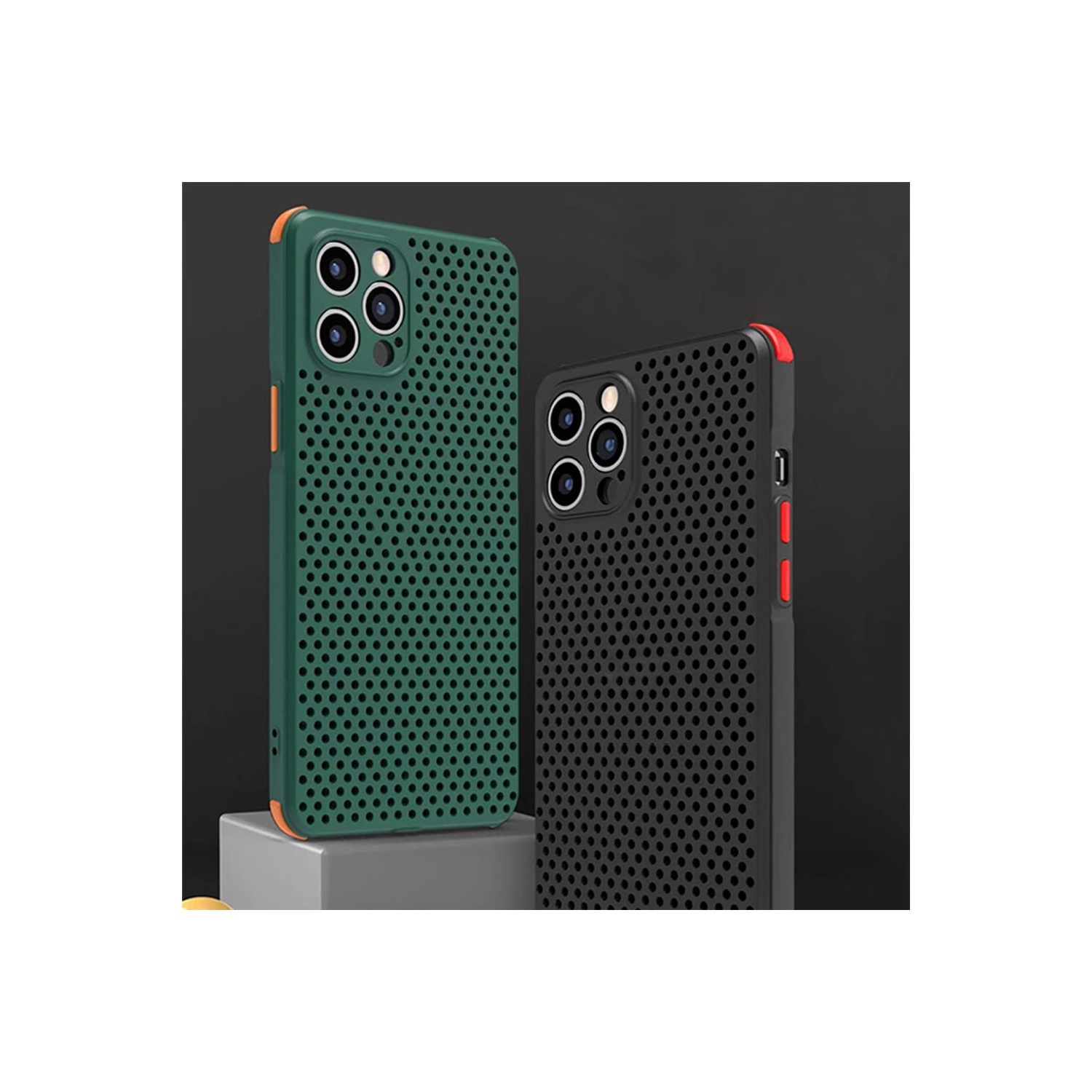 Breathable Mesh Heat Dissipation Phone Case For iPhone 12 Pro 6.1", green