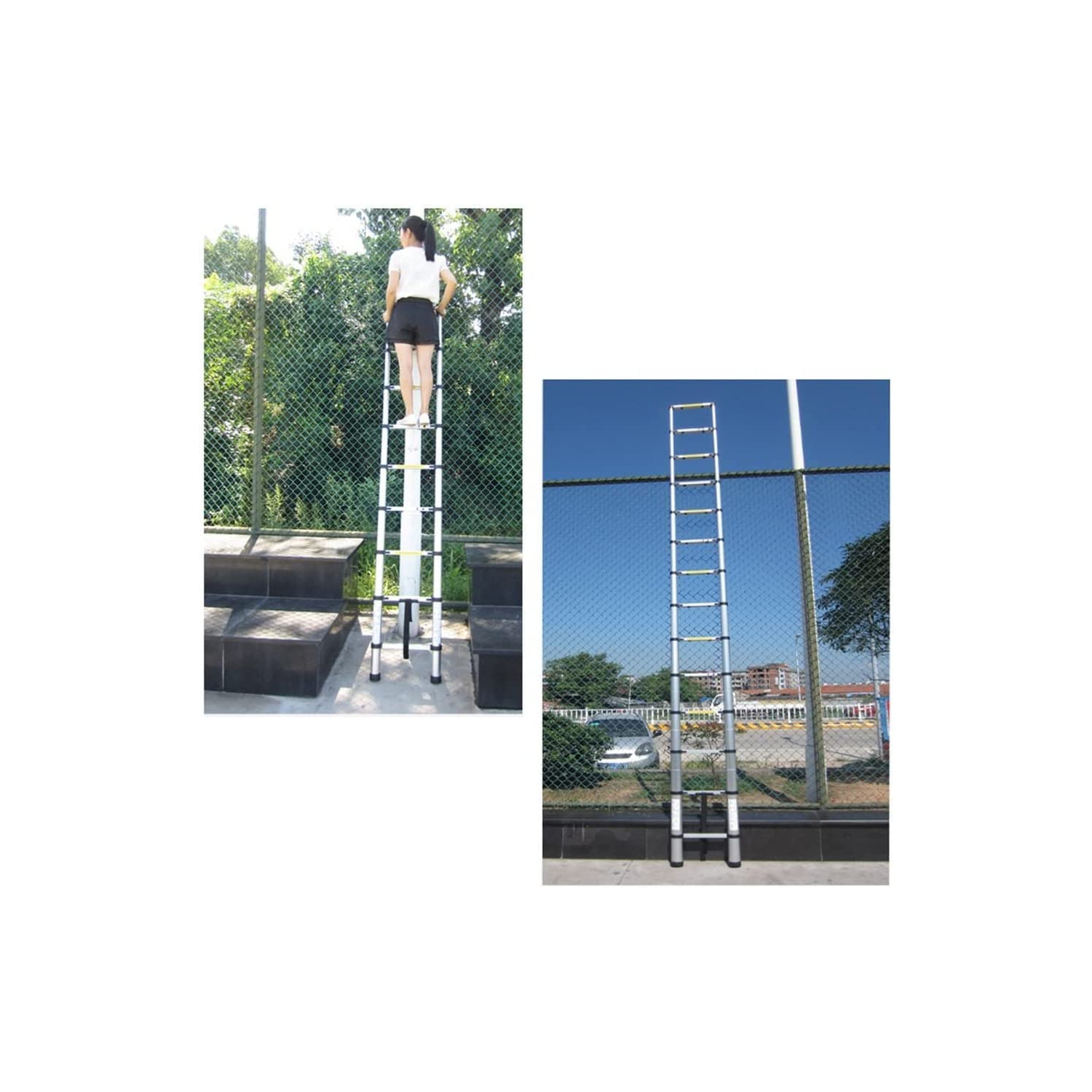3.8m / 12.5ft Portable Aluminum Telescopic Ladder w/ 330lb Capacity Portable & Multi-Purpose Collapsible Ladder for Home & Professional Use |