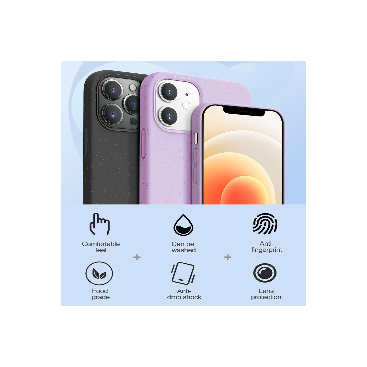 Shockproof Biodegradable Protective Mobile Phone Case For iphone12 Pro 6.1", black