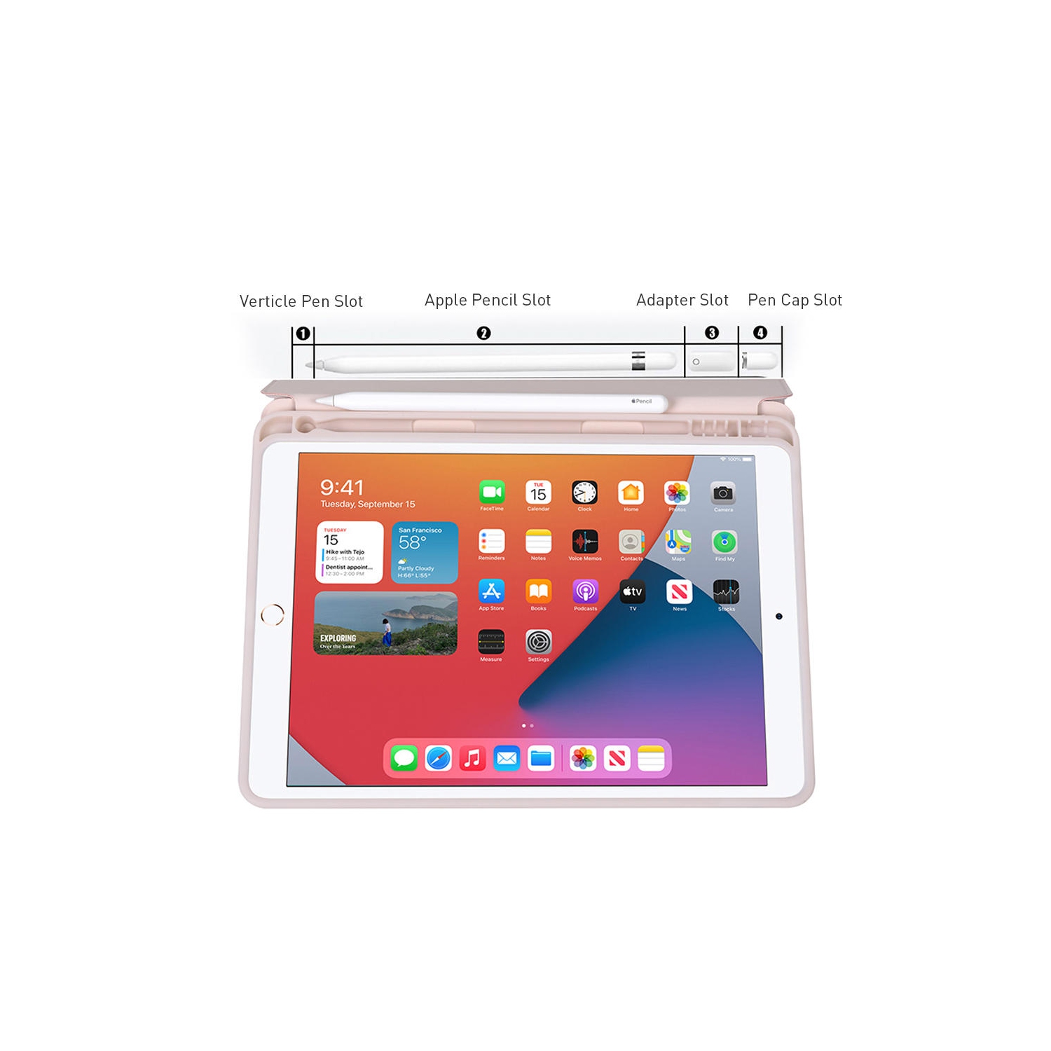 PU Leather Shockproof Protective Case with Pencil Holder for iPad 7/8 10.2" - PrimeCables® - Pink