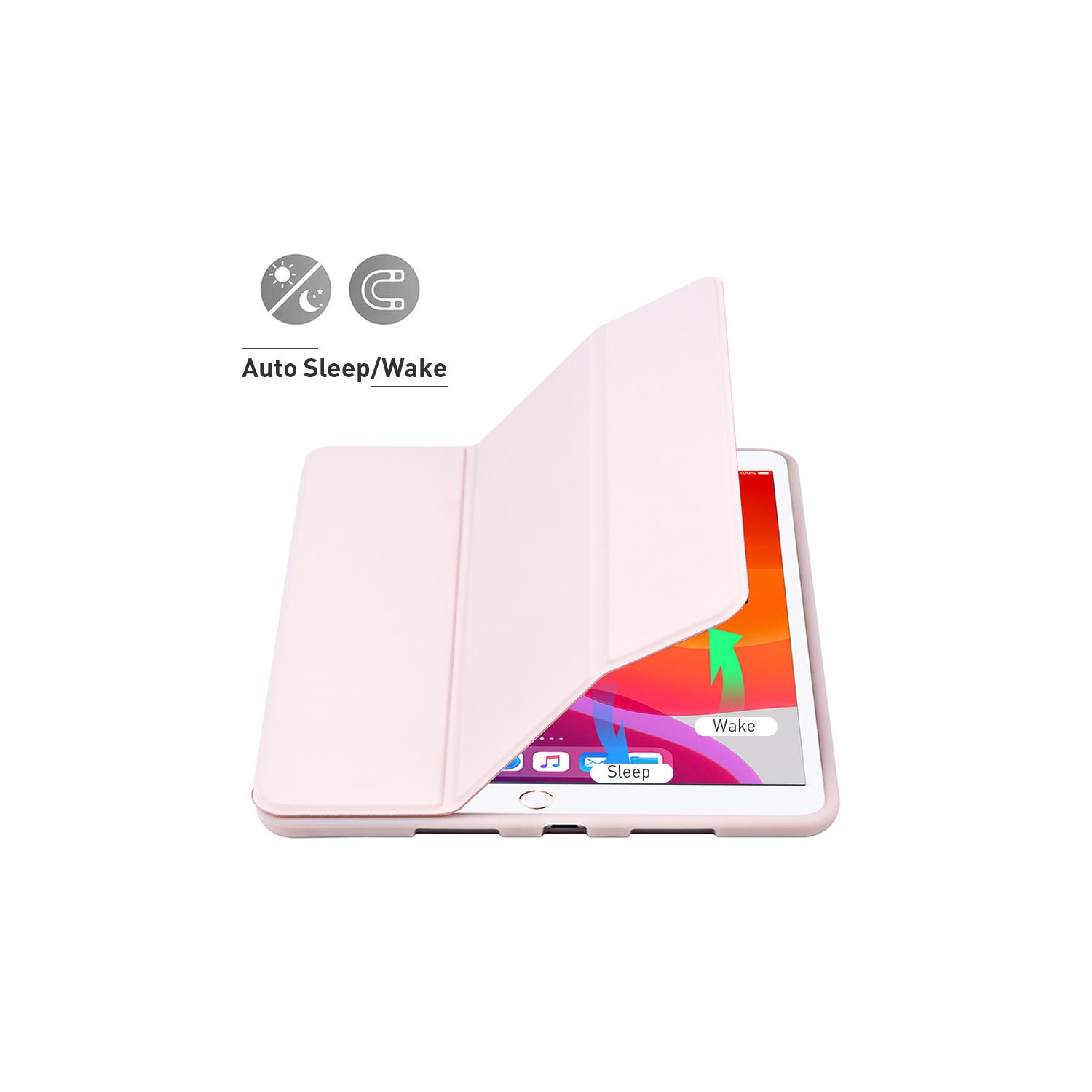PU Leather Shockproof Protective Case with Pencil Holder for iPad 7/8 10.2" - PrimeCables® - Pink