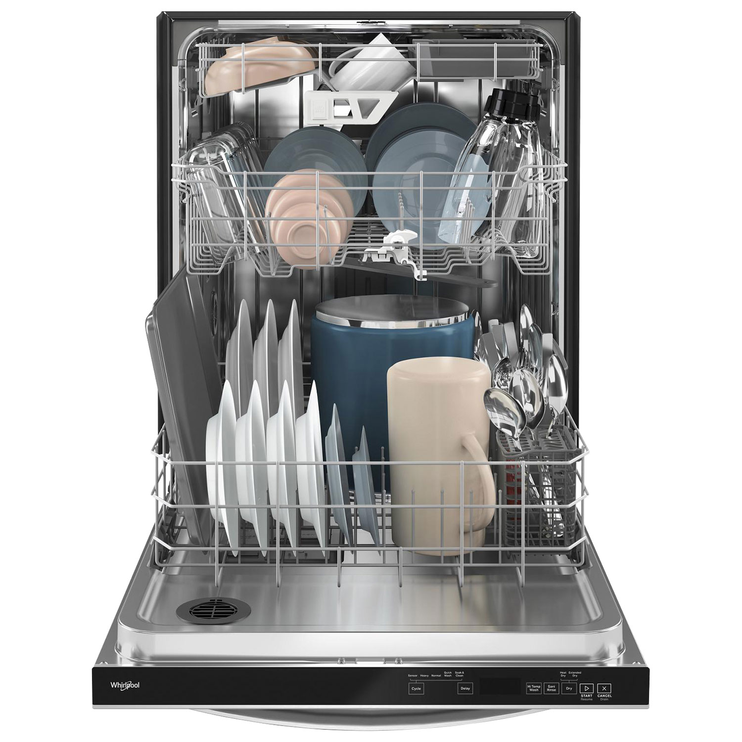 Lave-vaisselle encastrable 24 po 47 dB avec cuve inox et 3e panier de Whirlpool - Inox