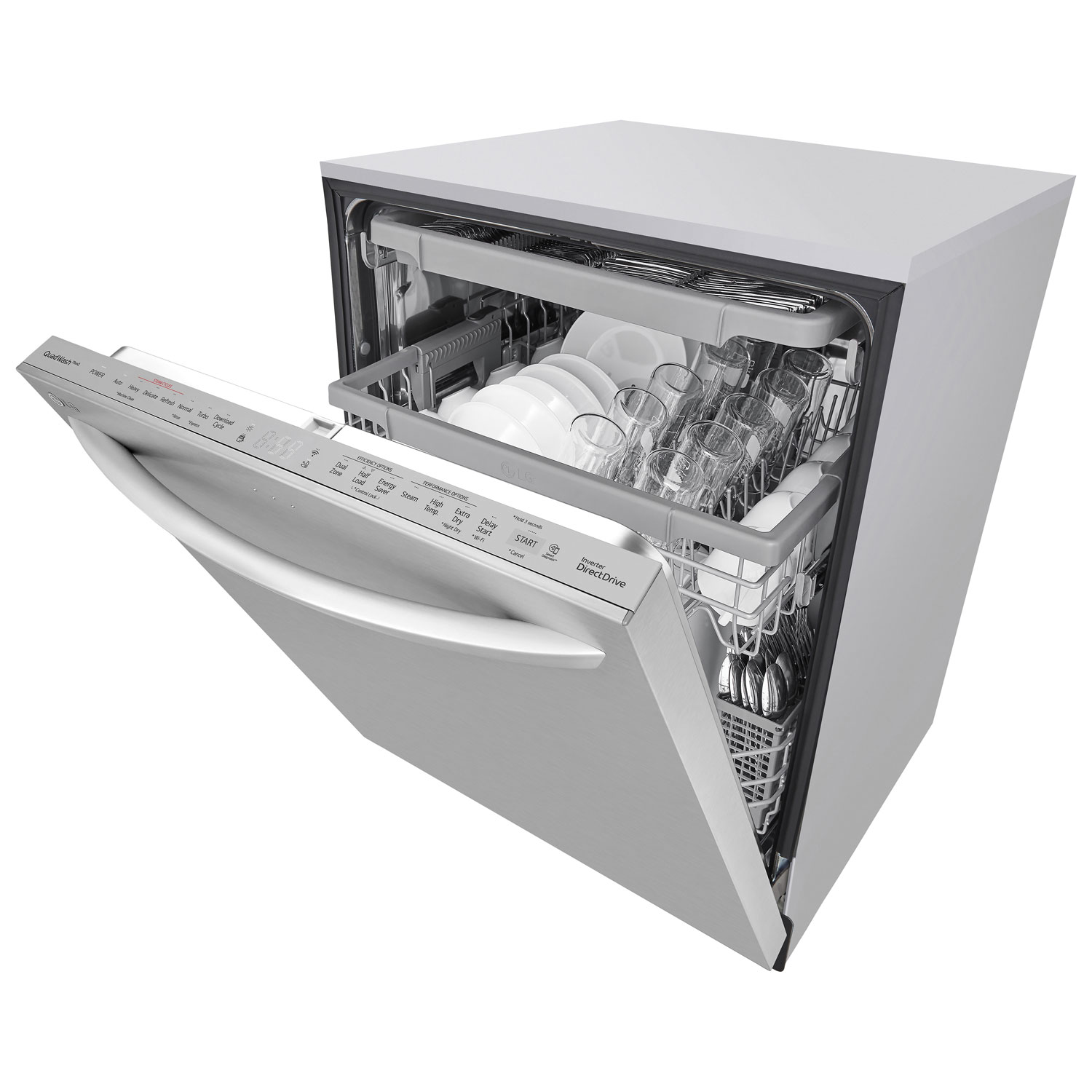 Lave-vaisselle encastrable 24 po 46 dB avec 3e panier de LG - Acier inoxydable