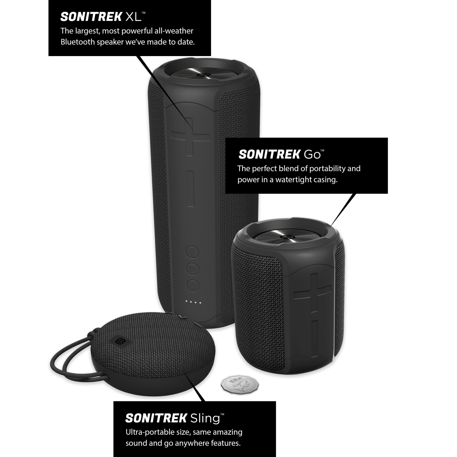 Sonitrek Sling Smart Bluetooth 5 Portable Wireless Waterproof Speaker - Free Shipping