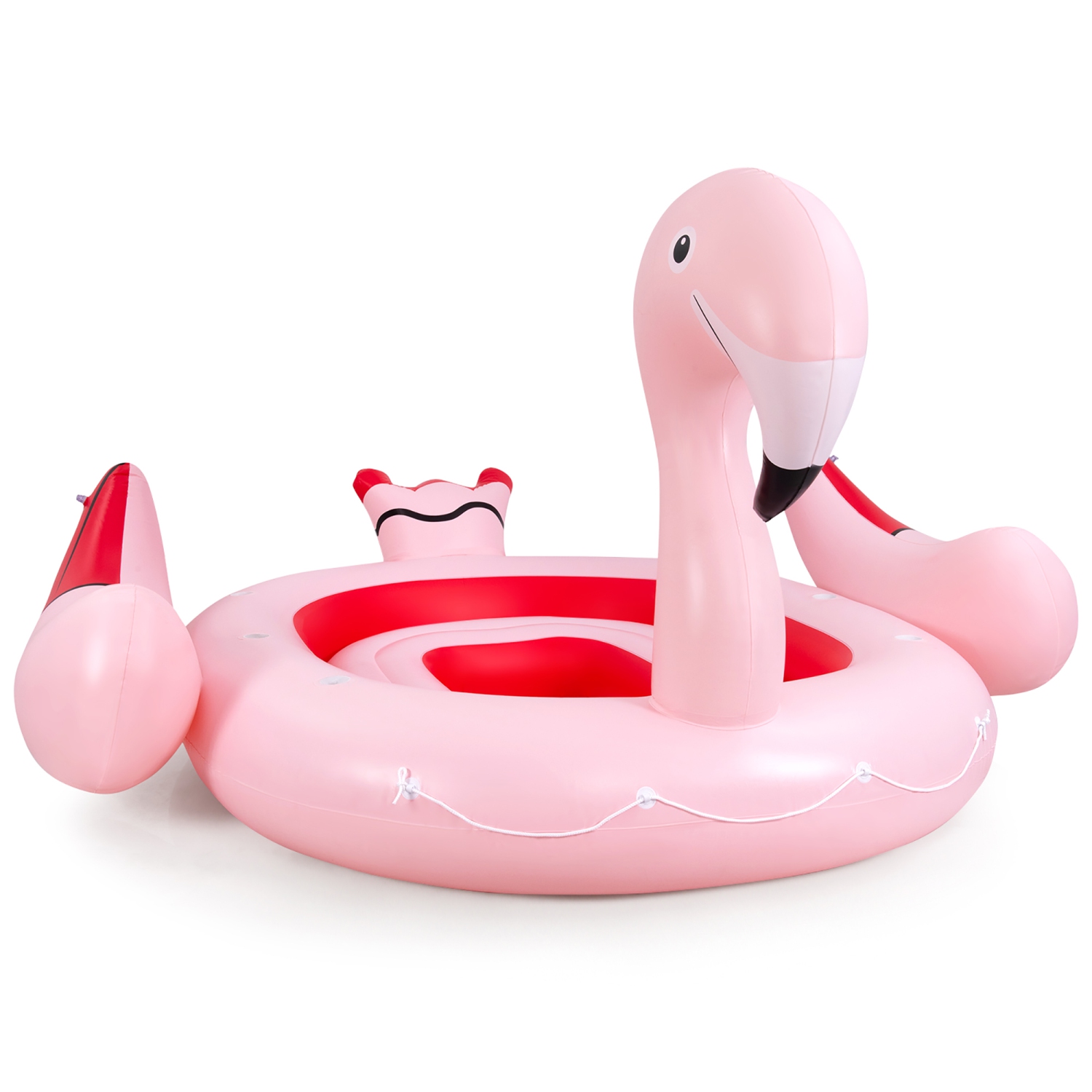 Costway 6 People Inflatable Flamingo Floating Island Ideal for Pool, Lake & River