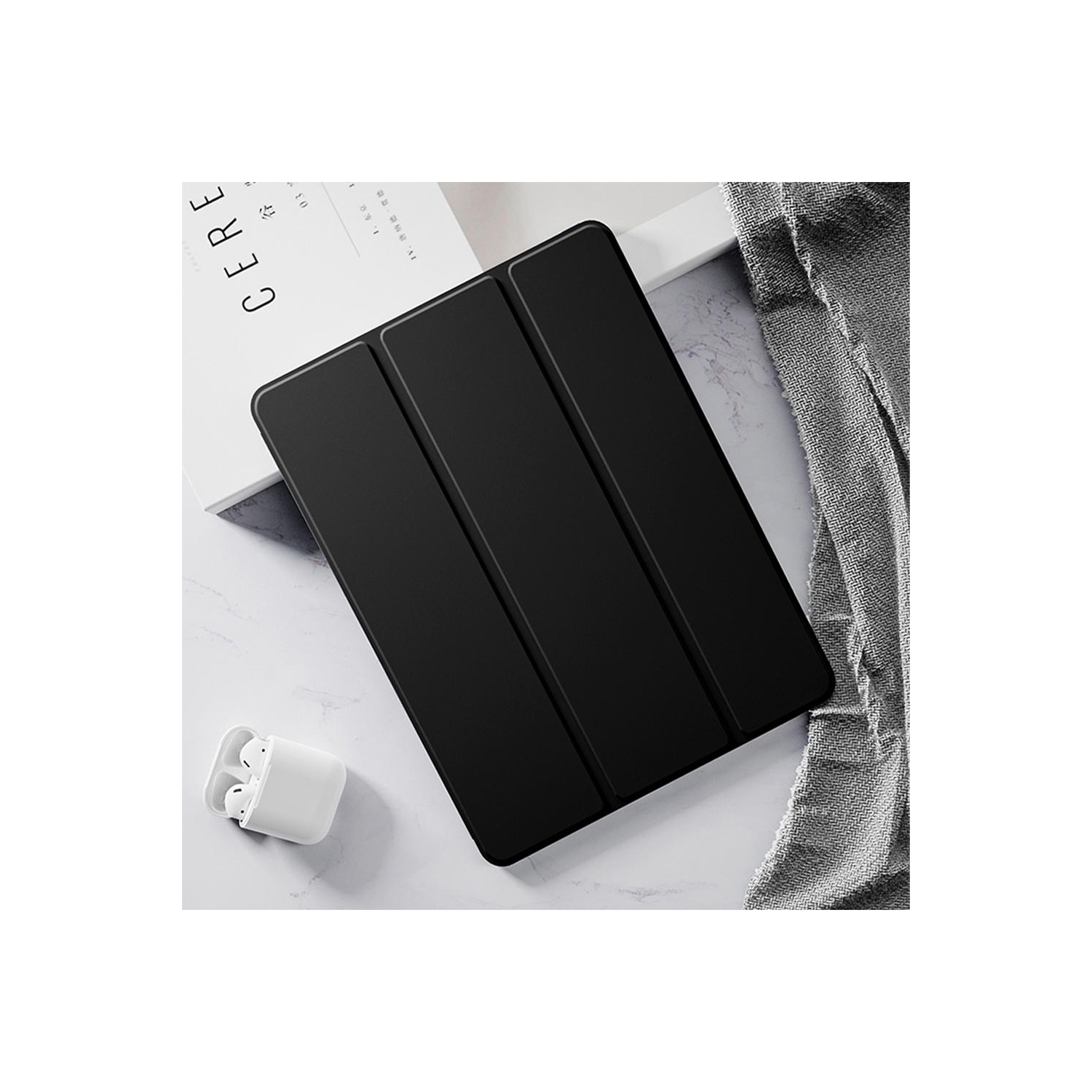 iPad – Étui antichoc en cuir 12.9 & 2018 Pro de 2020 po avec porte-crayon, noir – PrimCables®