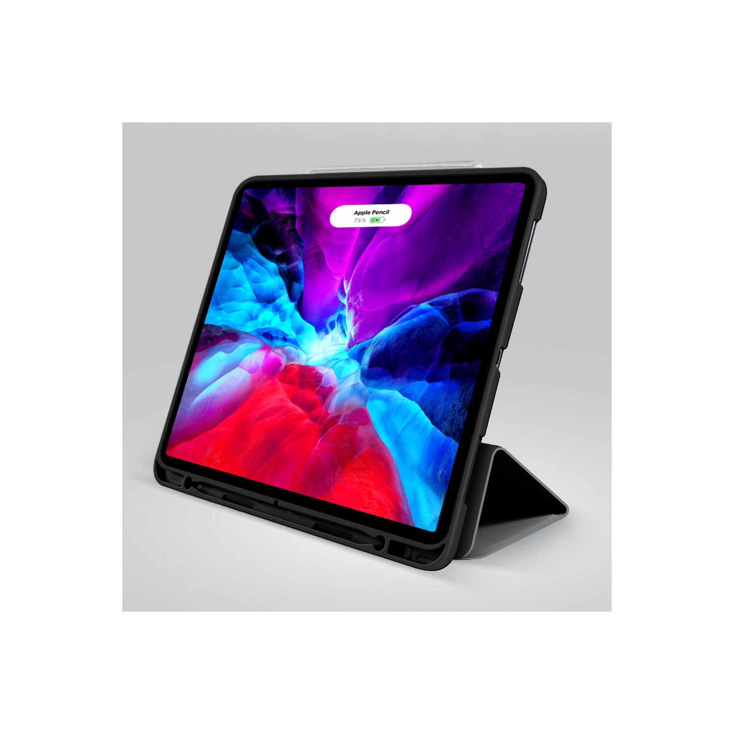 iPad – Étui antichoc en cuir 12.9 & 2018 Pro de 2020 po avec porte-crayon, noir – PrimCables®