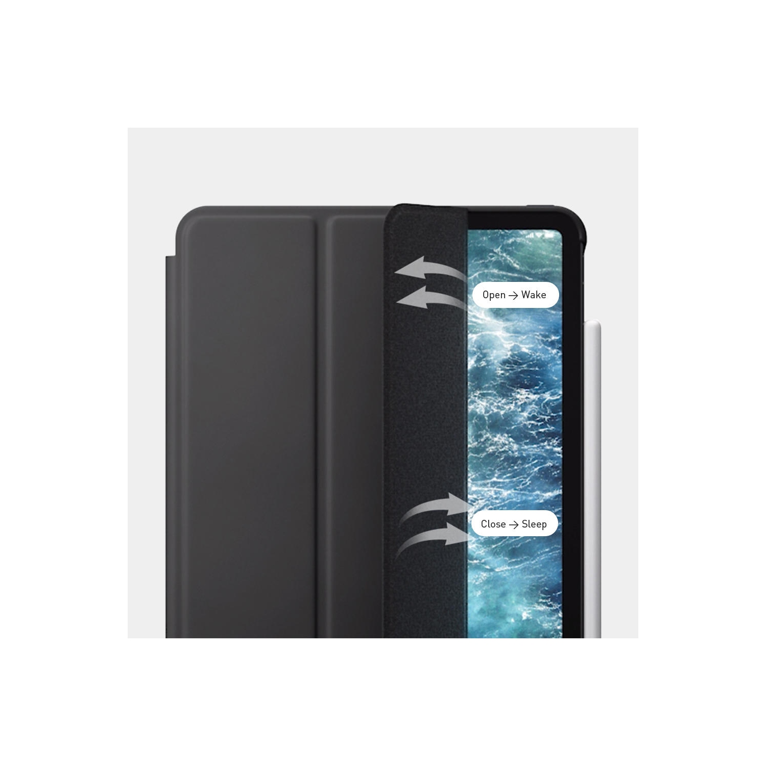 iPad – Étui antichoc en cuir 12.9 & 2018 Pro de 2020 po avec porte-crayon, noir – PrimCables®