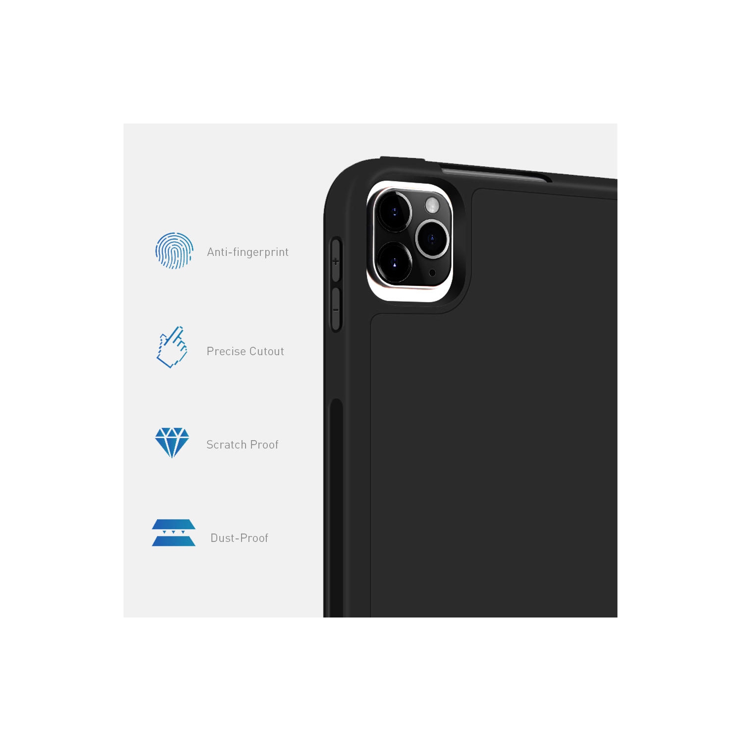 iPad – Étui antichoc en cuir 12.9 & 2018 Pro de 2020 po avec porte-crayon, noir – PrimCables®