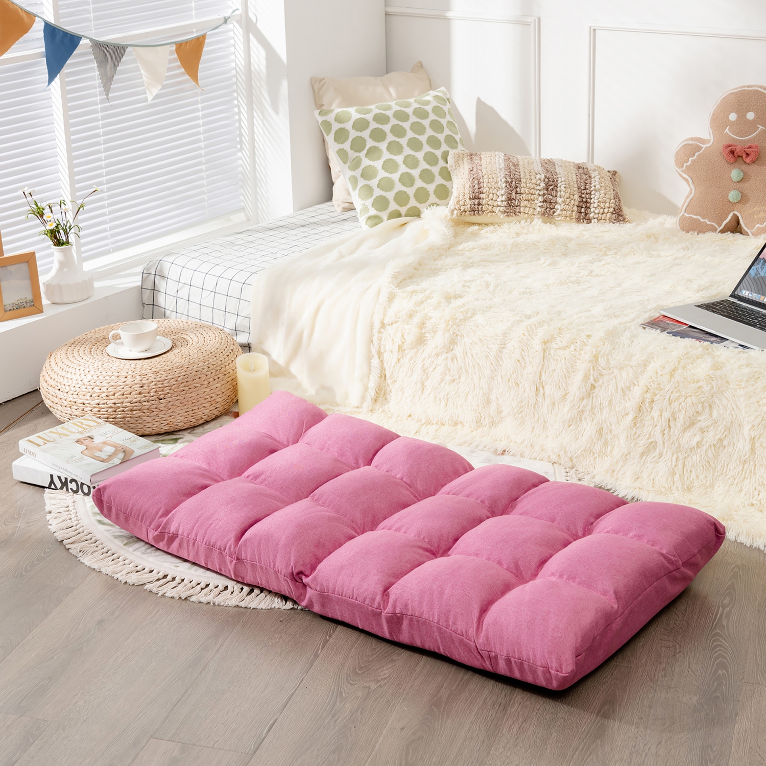 Costway Adjustable 14-Position Floor Chair Folding Lazy Gaming Sofa Lounge Chair