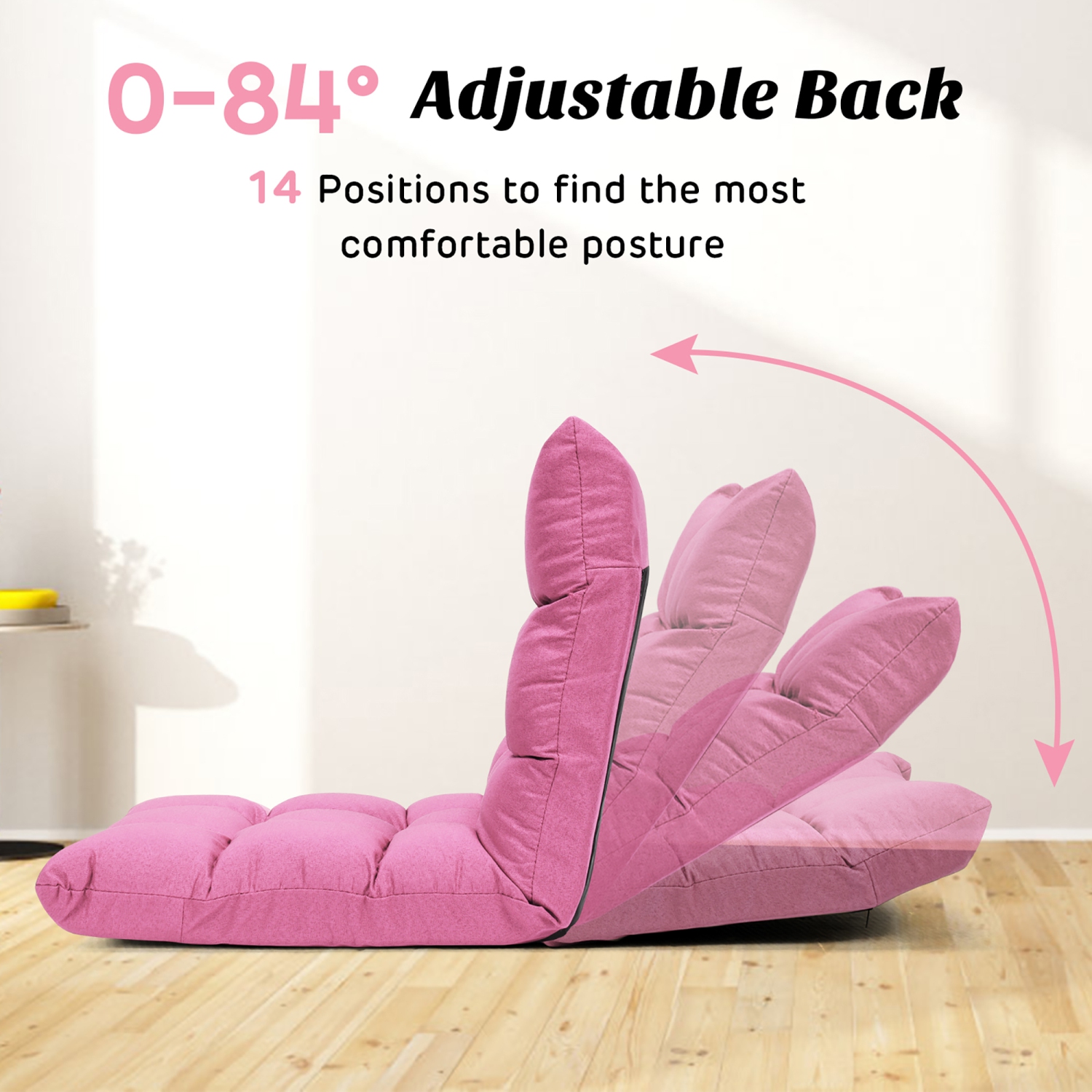 Costway Adjustable 14-Position Floor Chair Folding Lazy Gaming Sofa Lounge Chair