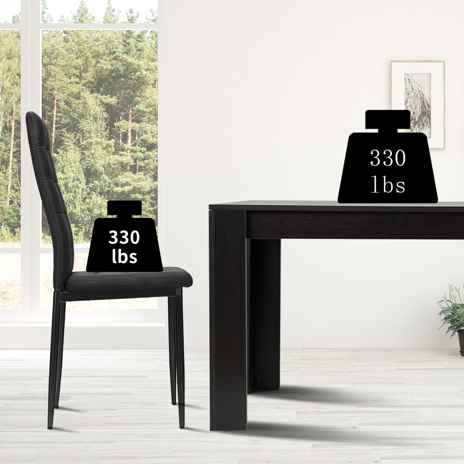 Gymax 5pcs Dining Set Wood Table and 4 Fabric Chairs Home Kitchen Modern