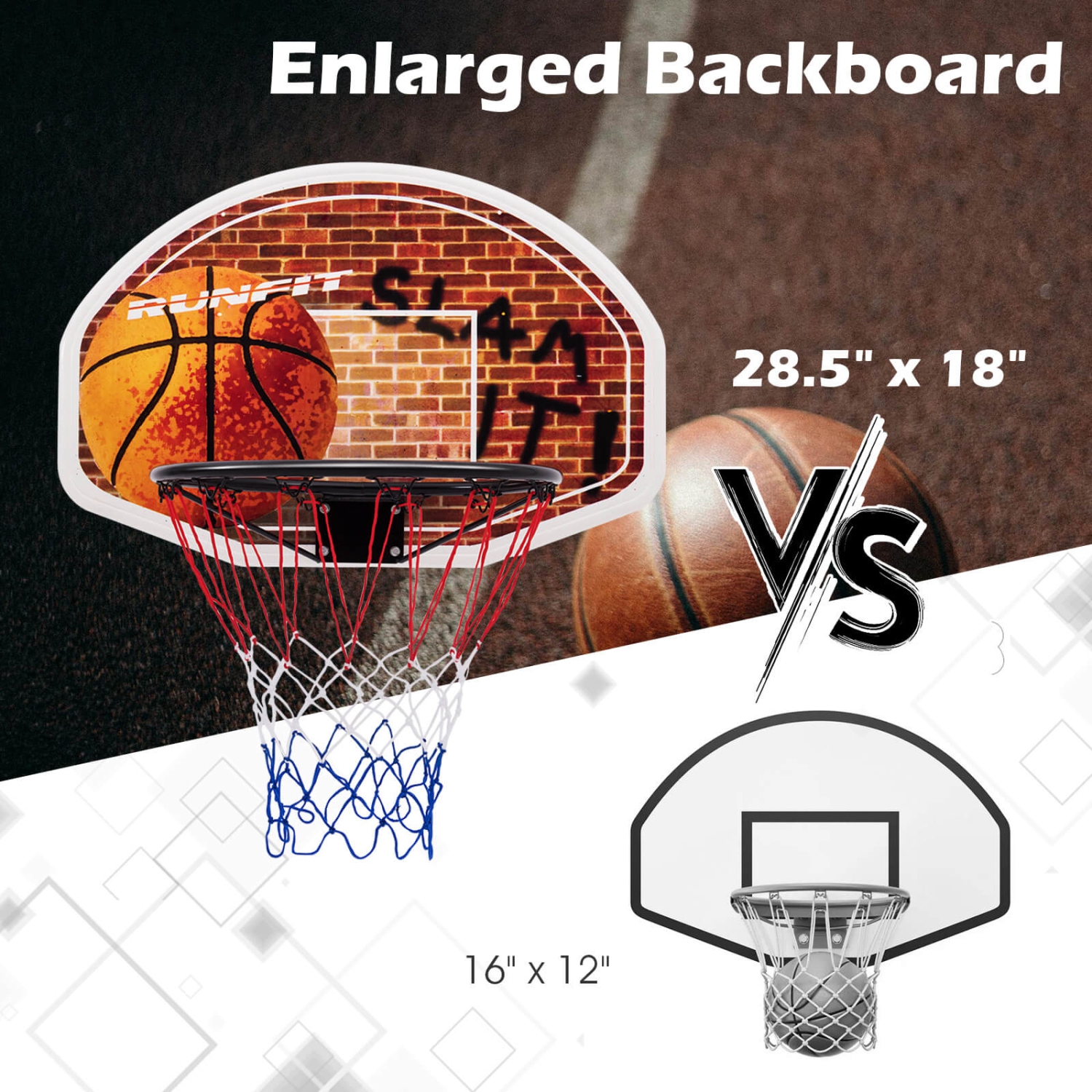 Costway Wall Mounted Fan Backboard With 2 nets Basketball Hoop and Rim Outdoor Indoor Sports