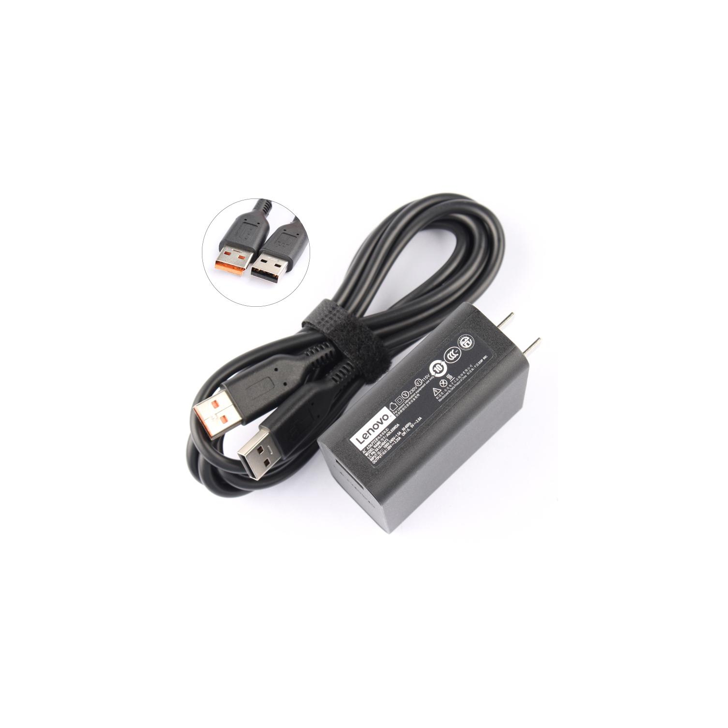 New Original AC Adapter Charger for Lenovo, 65W 20V 3.25A, USB-A Connector.