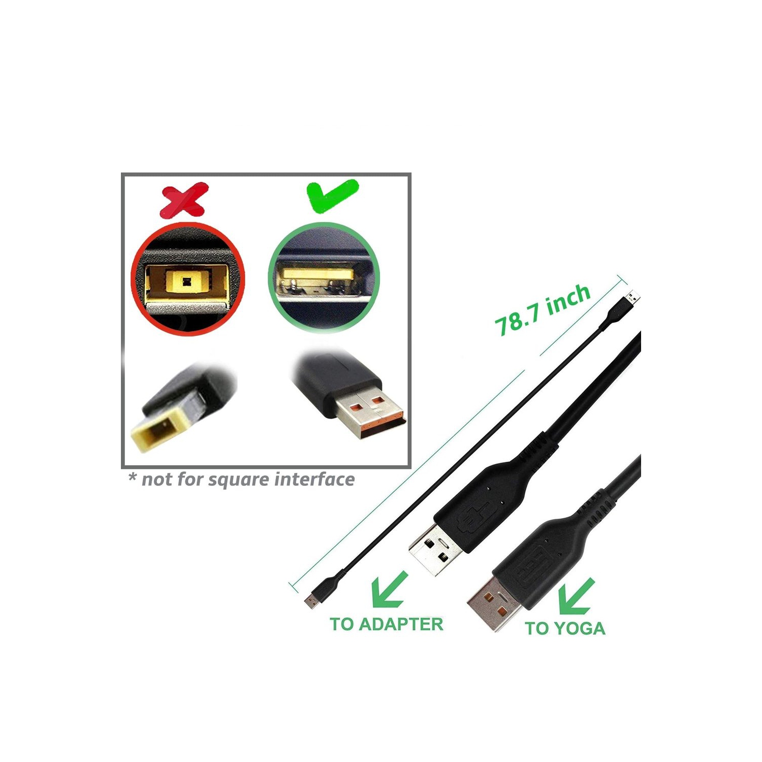 New Original AC Adapter Charger for Lenovo, 65W 20V 3.25A, USB-A Connector.