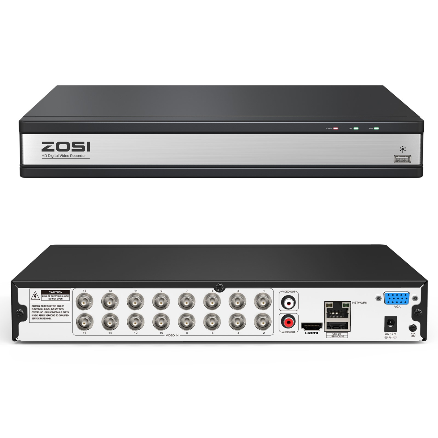 ZOSI H.265+ 16-Channel 1080P Hybrid 4-in-1 DVR Security Video Recorder for 720P/1080P HD-TVI, CVI, AHD, and CVBS Analog Surveillance System, Remote