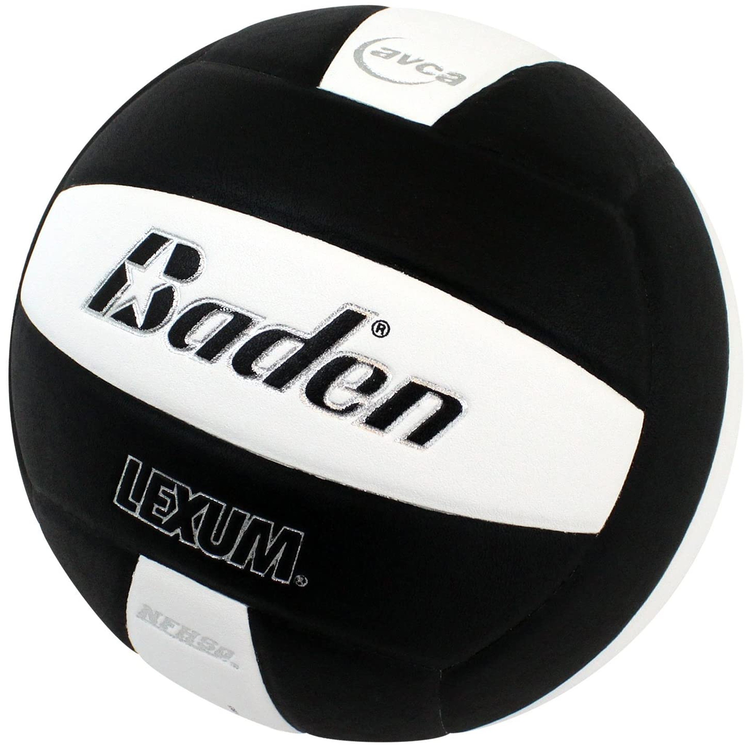Baden LEXUM Ballon de Volley Intérieur en Microfibre - Balle de Jeu Officielle Approuvé par la NFHS, Noir/Blanc