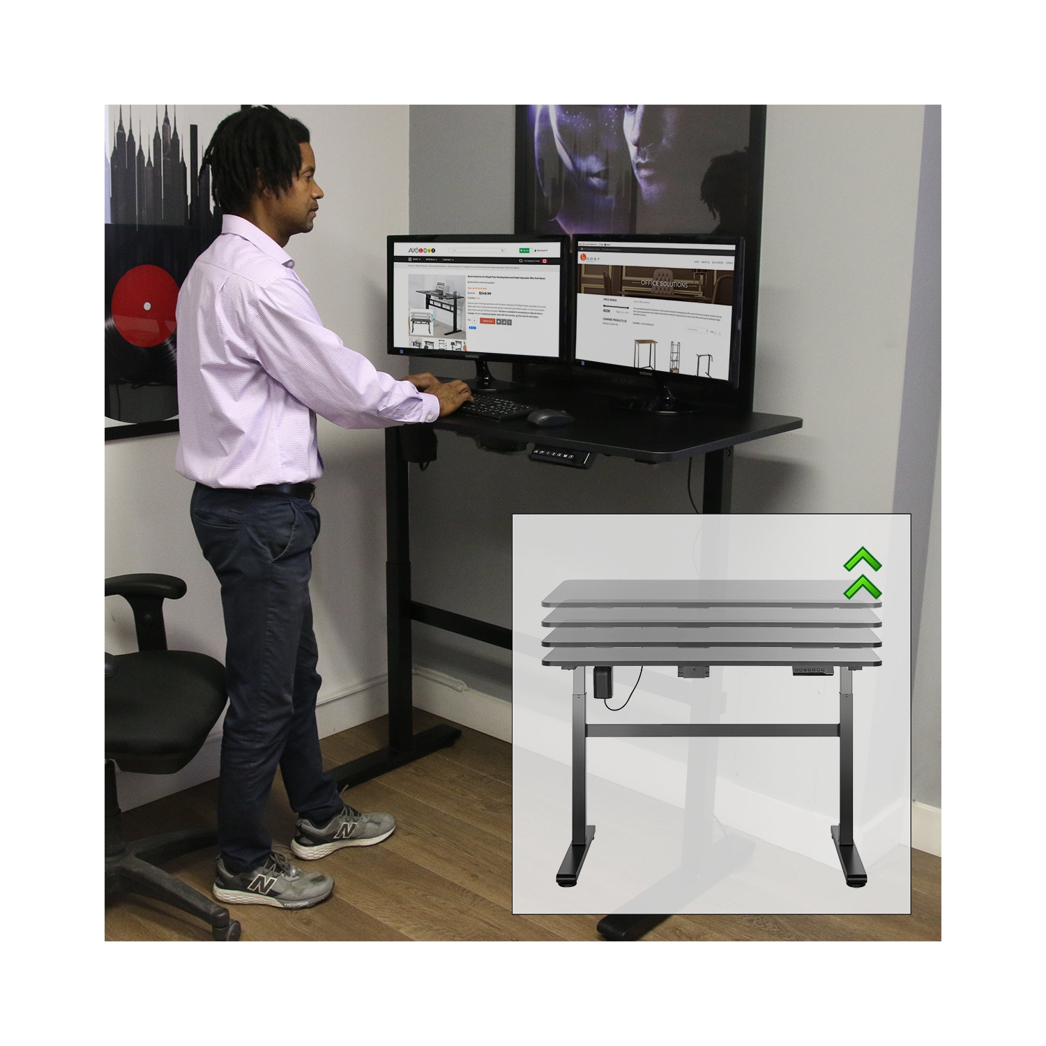Boost Industries FS-OD465M 46.5" Motorized Height Adjustable Compact Office Desk