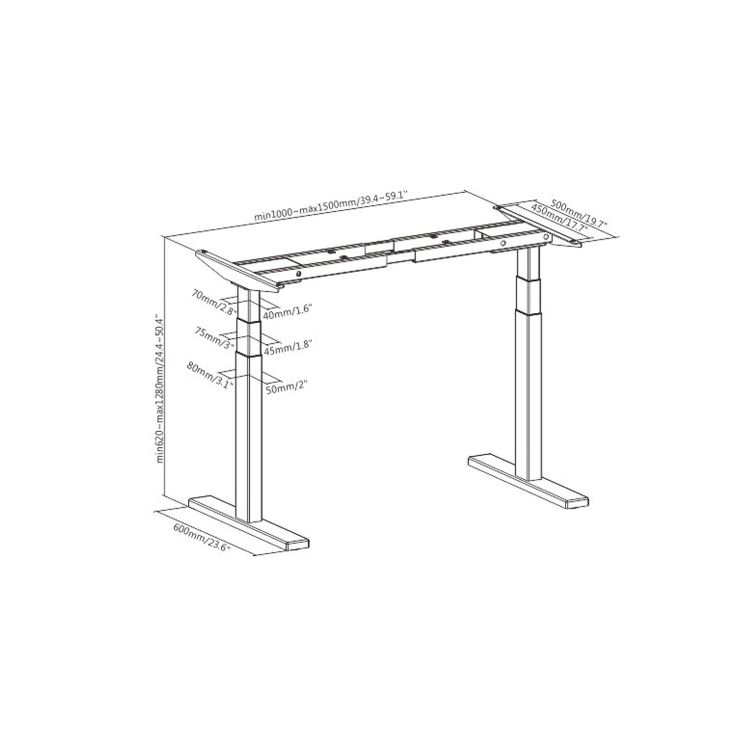 Boost Industries FS-DR92M Premium 3-Stage Dual Motor Height Adjustable Desk Frame