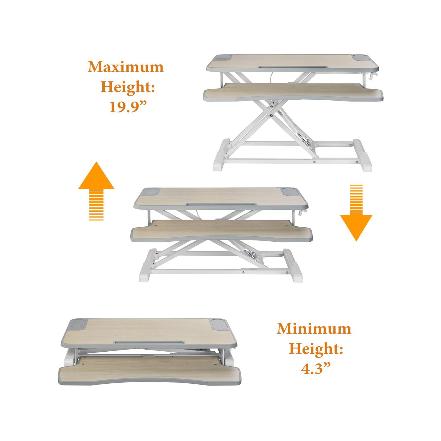 Boost Industries STS-DR31LW 31" Sit-to-Stand Desk Riser with Gas Spring Height Adjustment